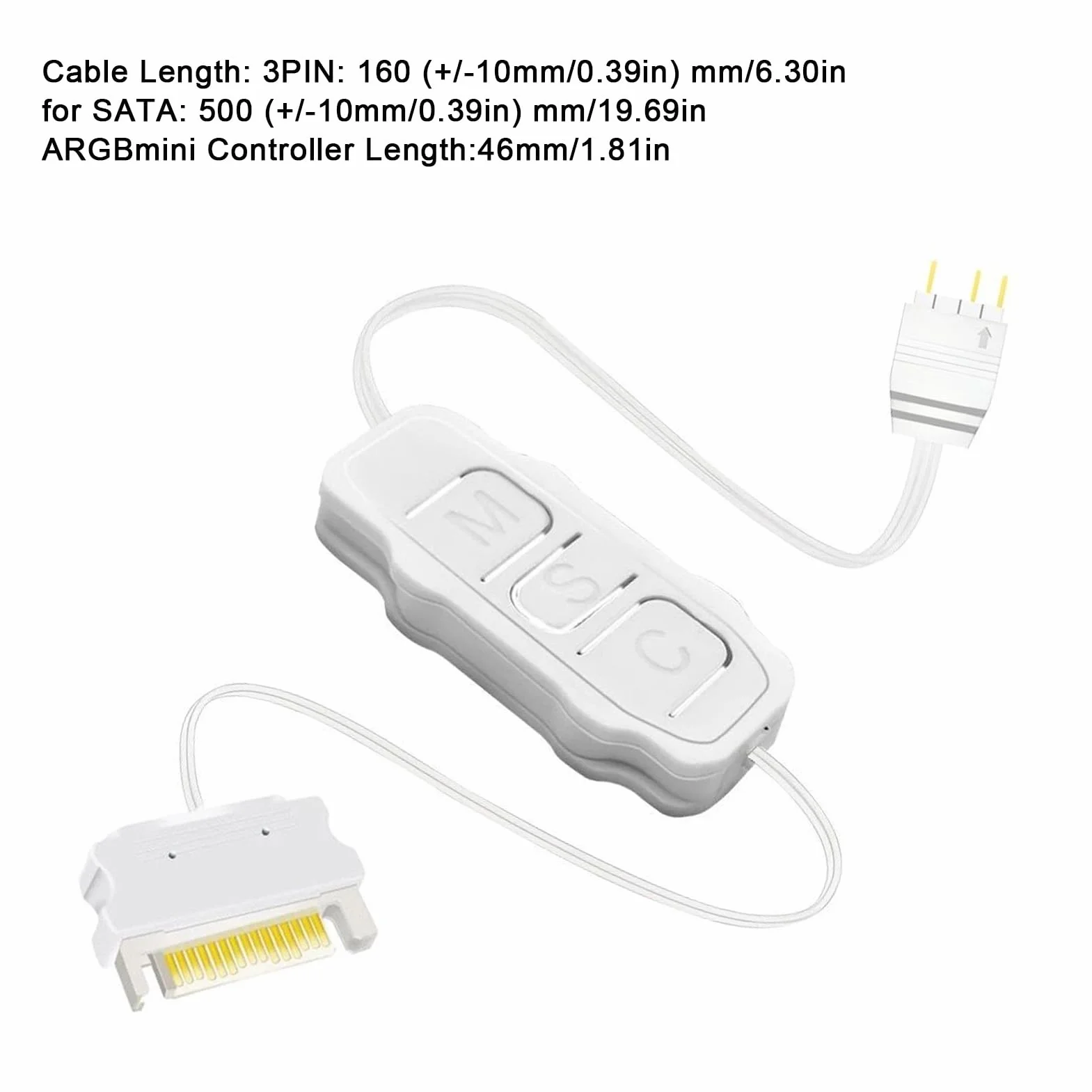 Kontroler ARGB 5V 3-pin SATA, Pilot do wentylatorów PC Chłodnice DIY (WHITE)