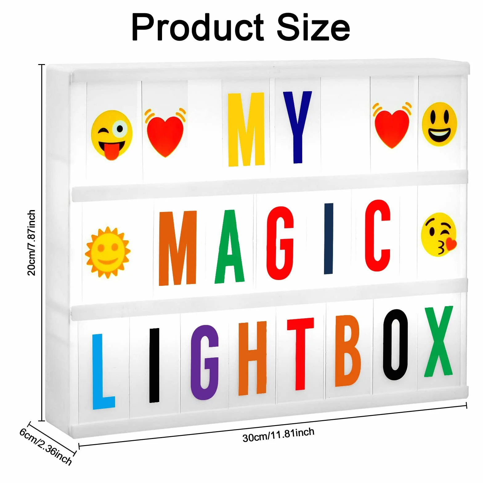 Cinema Light Box z 192 literami, cyframi, symbolami emotikonów, biała skrzynka świetlna LED, tablica ogłoszeń A4, zasilana baterią lub USB, do domu, na imprezę, urodziny, ślub