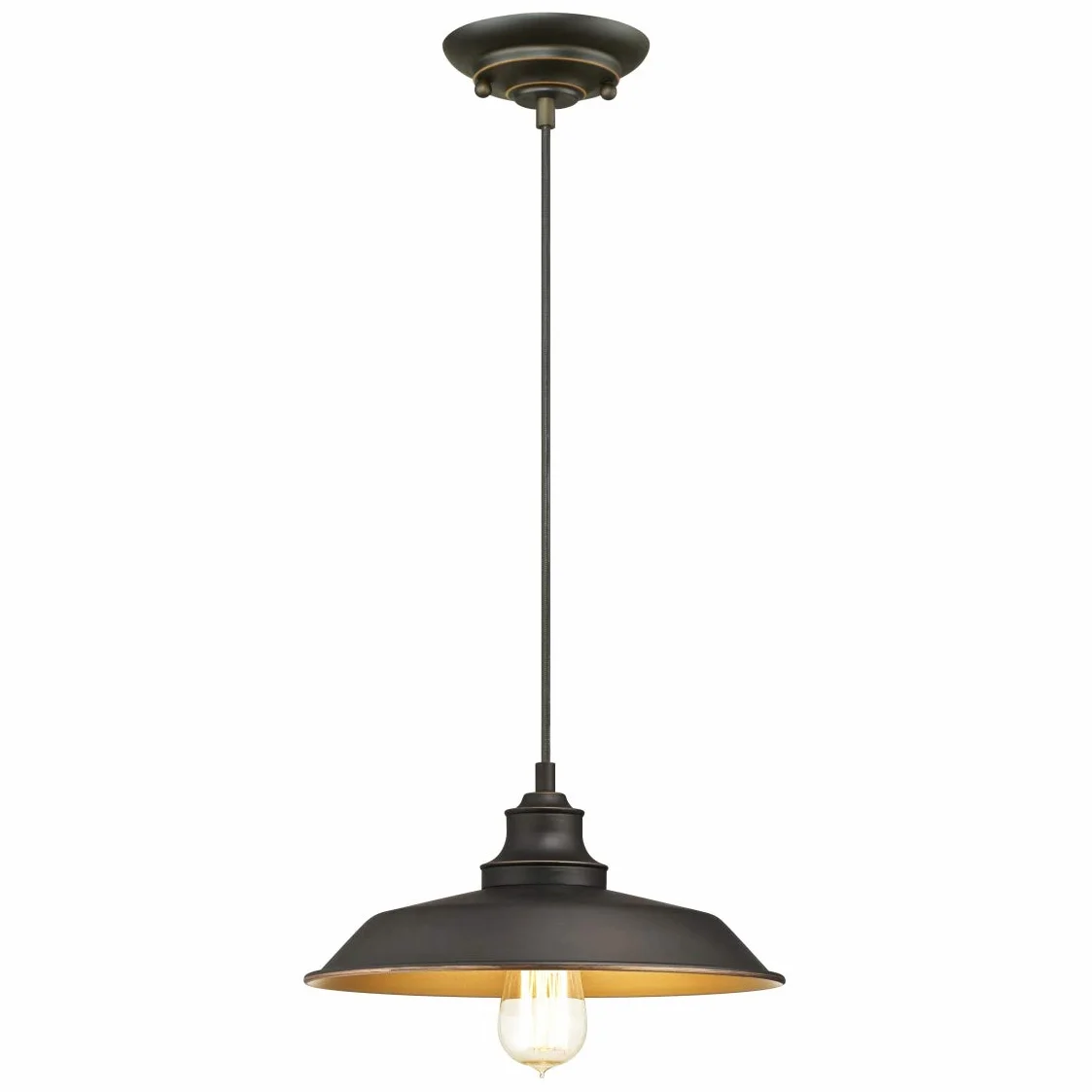 Westinghouse Lighting Jednopalnikowa lampa wisząca, wykonanie olejowanego brązu z akcentami, szkło, 1 W, 30 x 30 x 145 cm, 6344740, lampa wisząca z 1 lampą