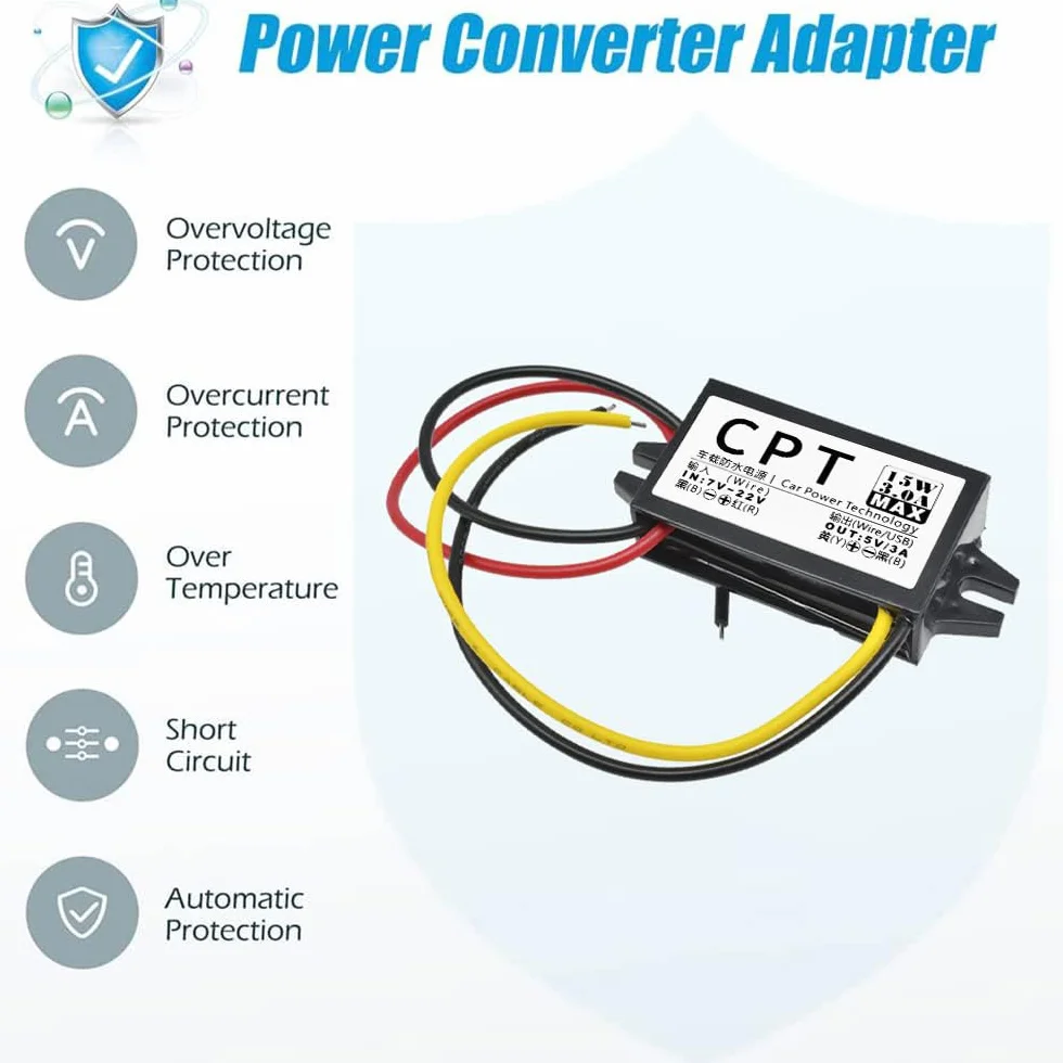 Adapter USB 12V na 5V DC Buck 3A 15W konwerter prądu samochodowego