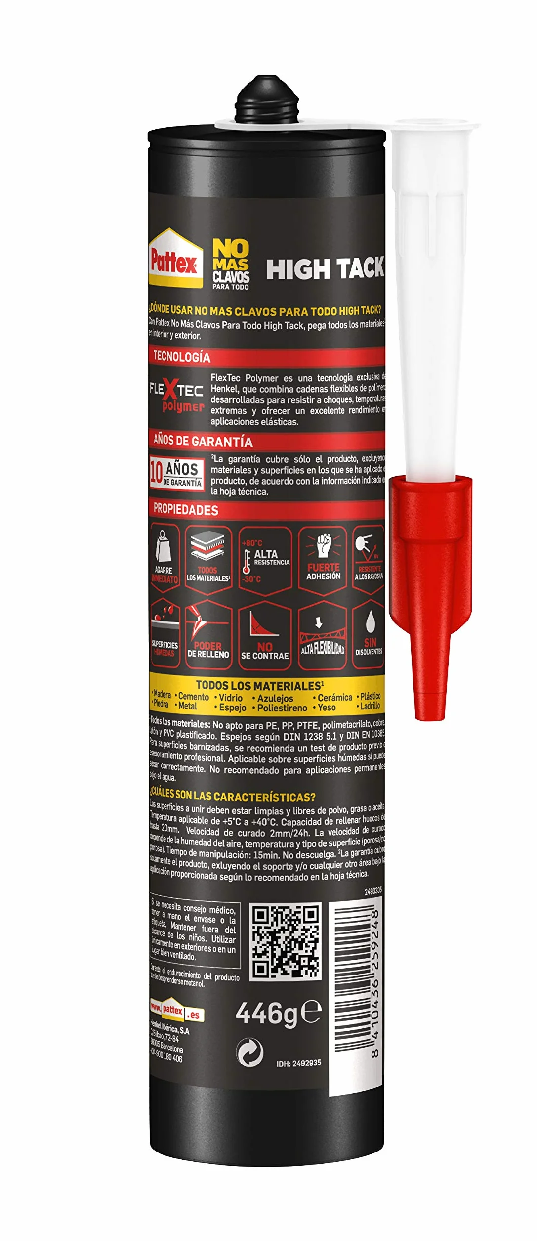 Pattex więcej paznokci do każdego HighTack, klej montażowy odporny na ekstremalne temperatury, mocny klej do mokrych powierzchni, biały klej, ekonomiczne opakowanie z 2 wkładami x 446 g