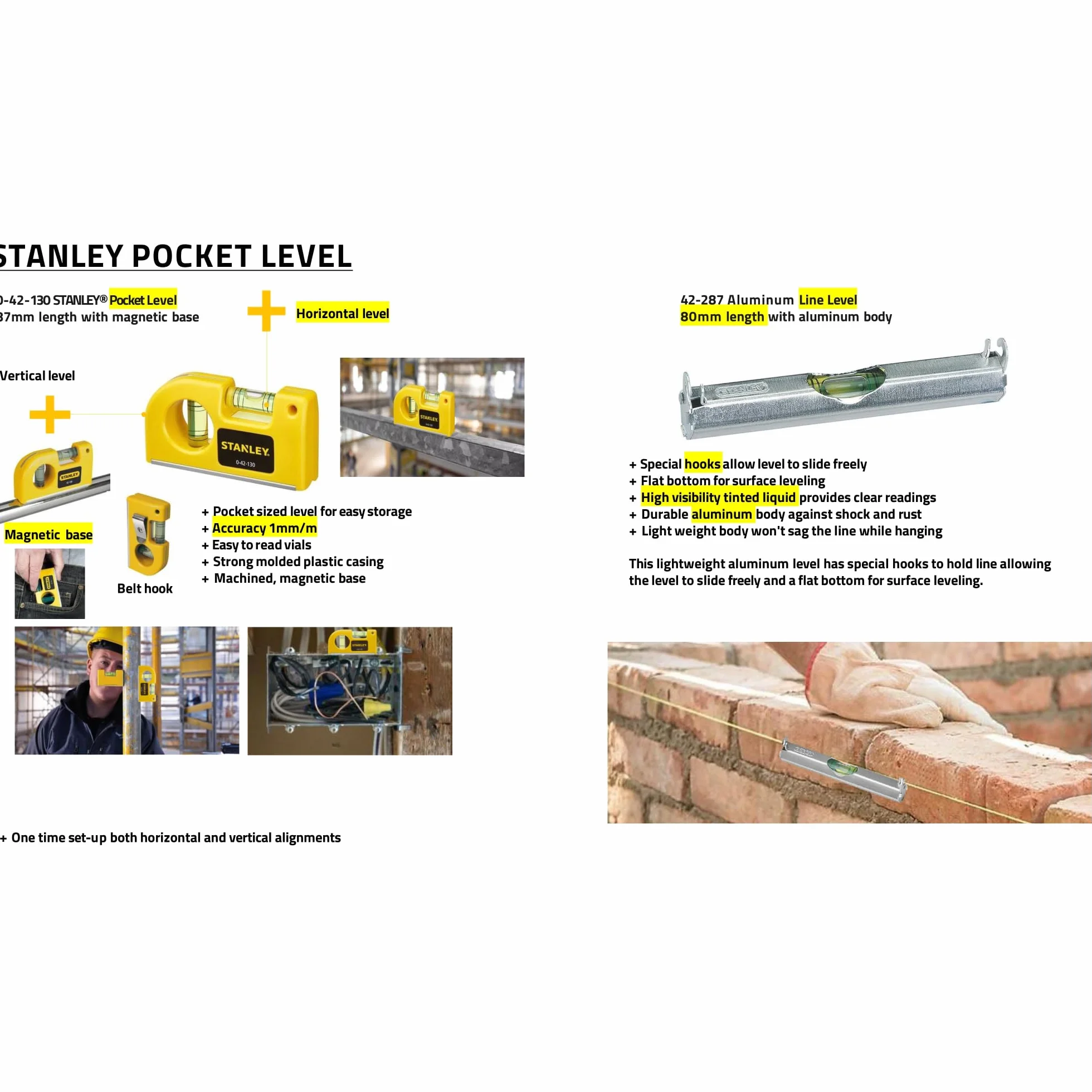 Stanley Line Level Poziomica Libellowa, Wielokolorowy, ‎9 x 8.5 x 2 cm