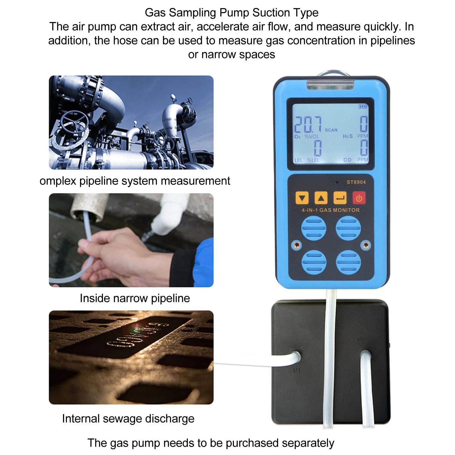 4 w 1 Detektor Gazu Multi Gas MonitorCO H2S O2 LE Analizator Gazu Tester Gazu Ziemnego Alarm Podświetlany Wyświetlacz Detektor Gazu