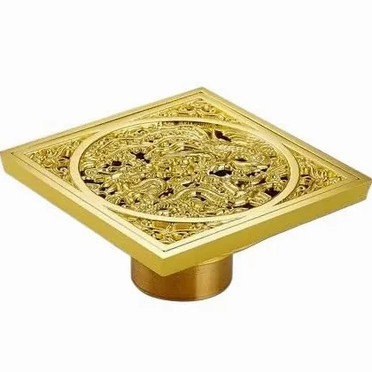 Mosiężny odpływ podłogowy 10 x 10 cm kwadratowy syfon do prysznica i wanny do użytku na zewnątrz i wewnątrz osłona rusztu na balkon łazienka system odprowadzania ścieków i stylowy design
