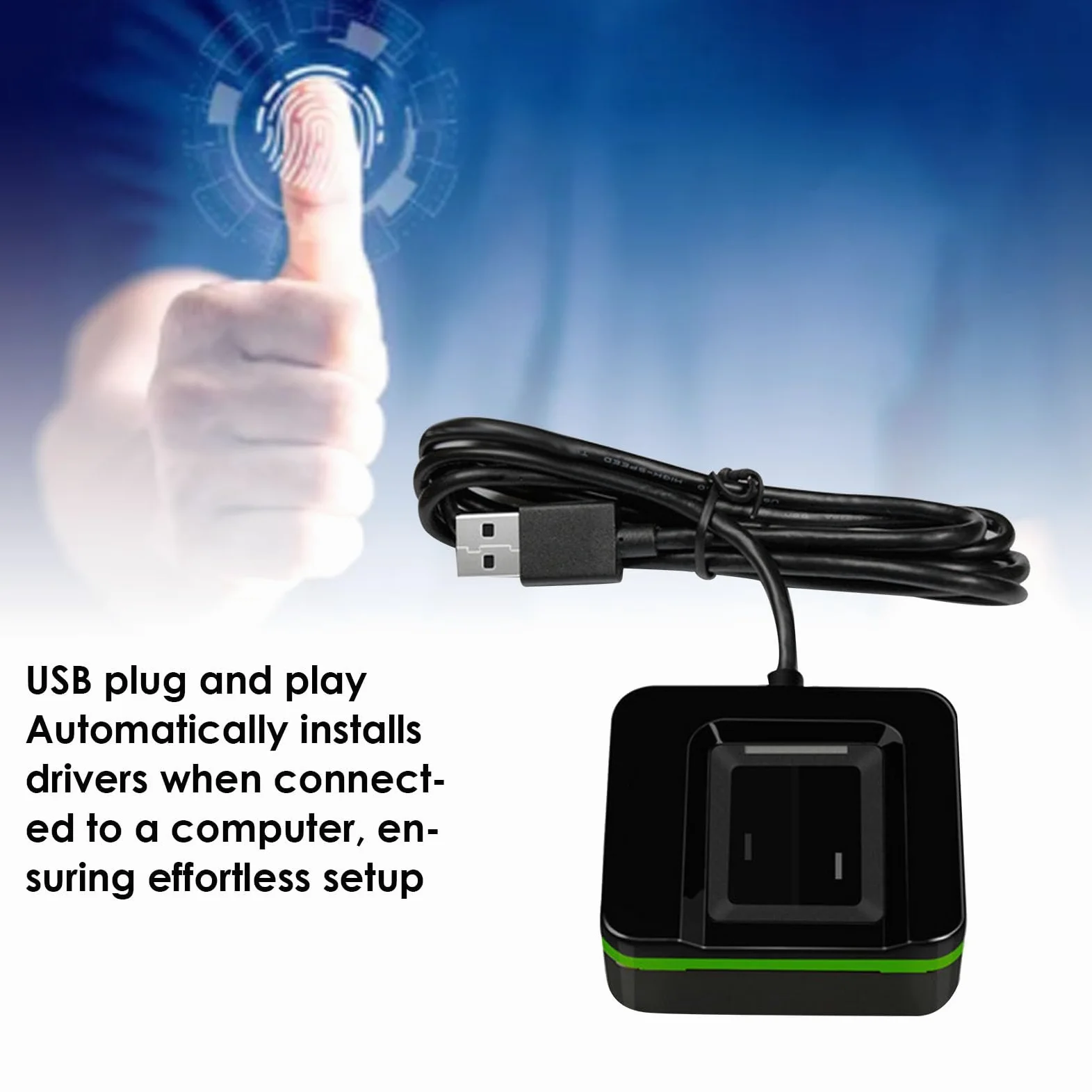 Tnfeeon Czytnik Linii Papilarnych USB, Biometryczny Skaner Linii Papilarnych z Kablem o Długości 5,9 Stopy do Komputera PC, moduł Zbierający USB Typu Plug and Play (ZKLIVE20R)
