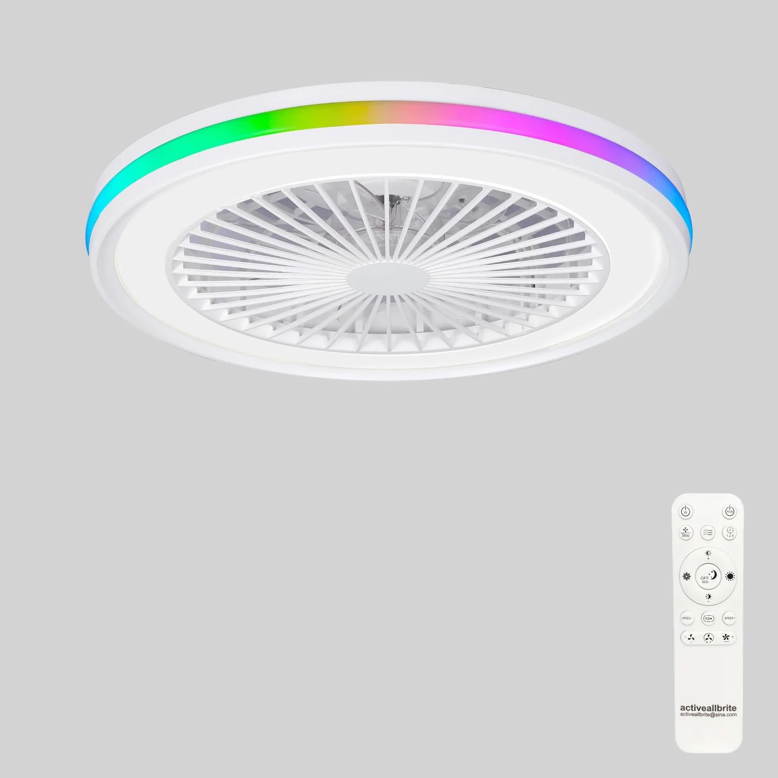 Nowoczesna Wentylator Sufitowy z Lampą, Cichy Silnik DC 20W, LED RGB Lampa Sufitowa z Wentylatorem, 40W 3800LM, Ściemnialna 3000-6000K, 6 Prędkości, Tryb Lato/Zima, Pilot Zdalnego Sterowania i Timer