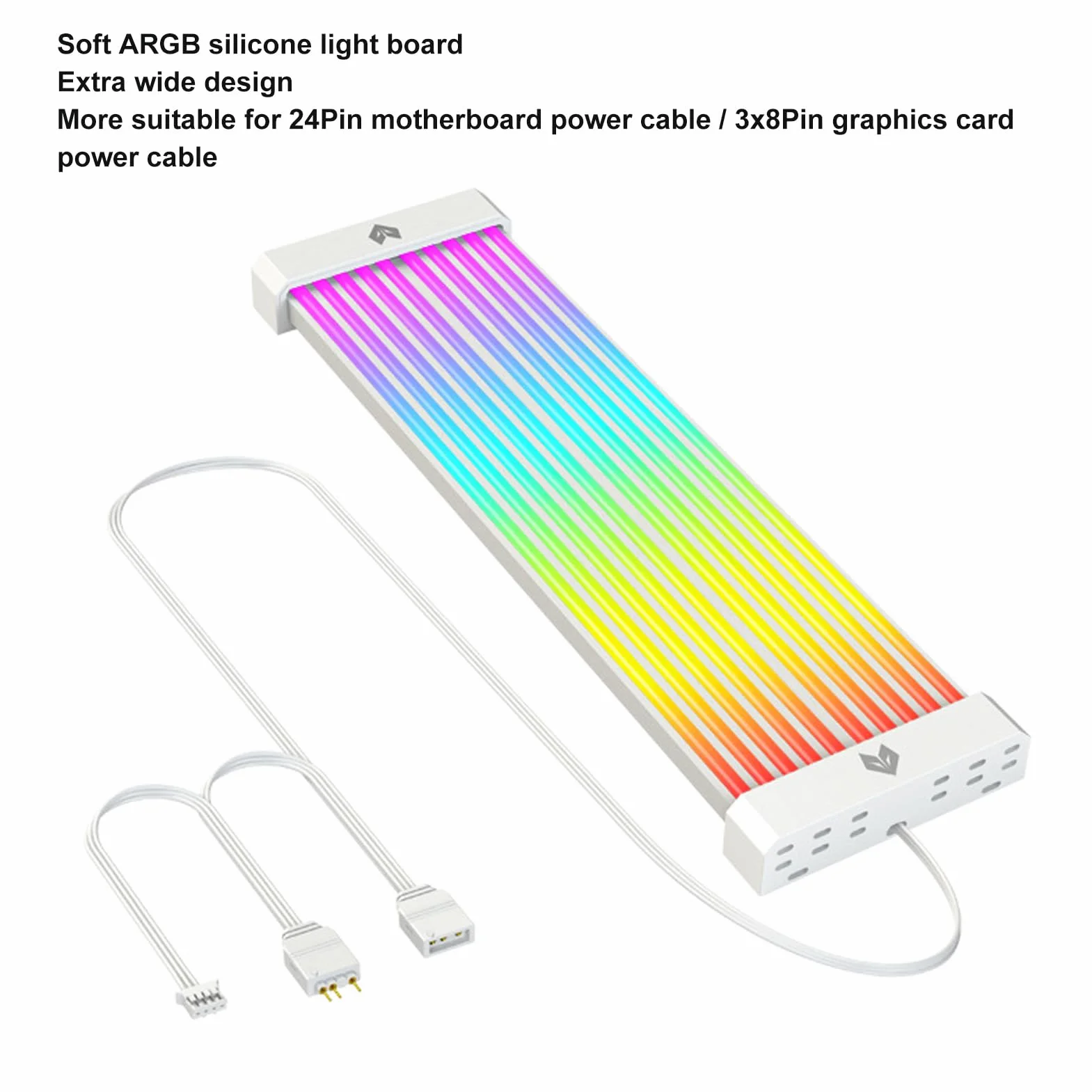 Kable Zasilacza RGB, 5V 3-pinowy Kabel Zasilający Płyty Głównej ARGB, Przedłużacz Zasilania RGB Zsynchronizowany Kabel Zasilacza do Złącza Płyty Głównej, Niestandardowa Biała