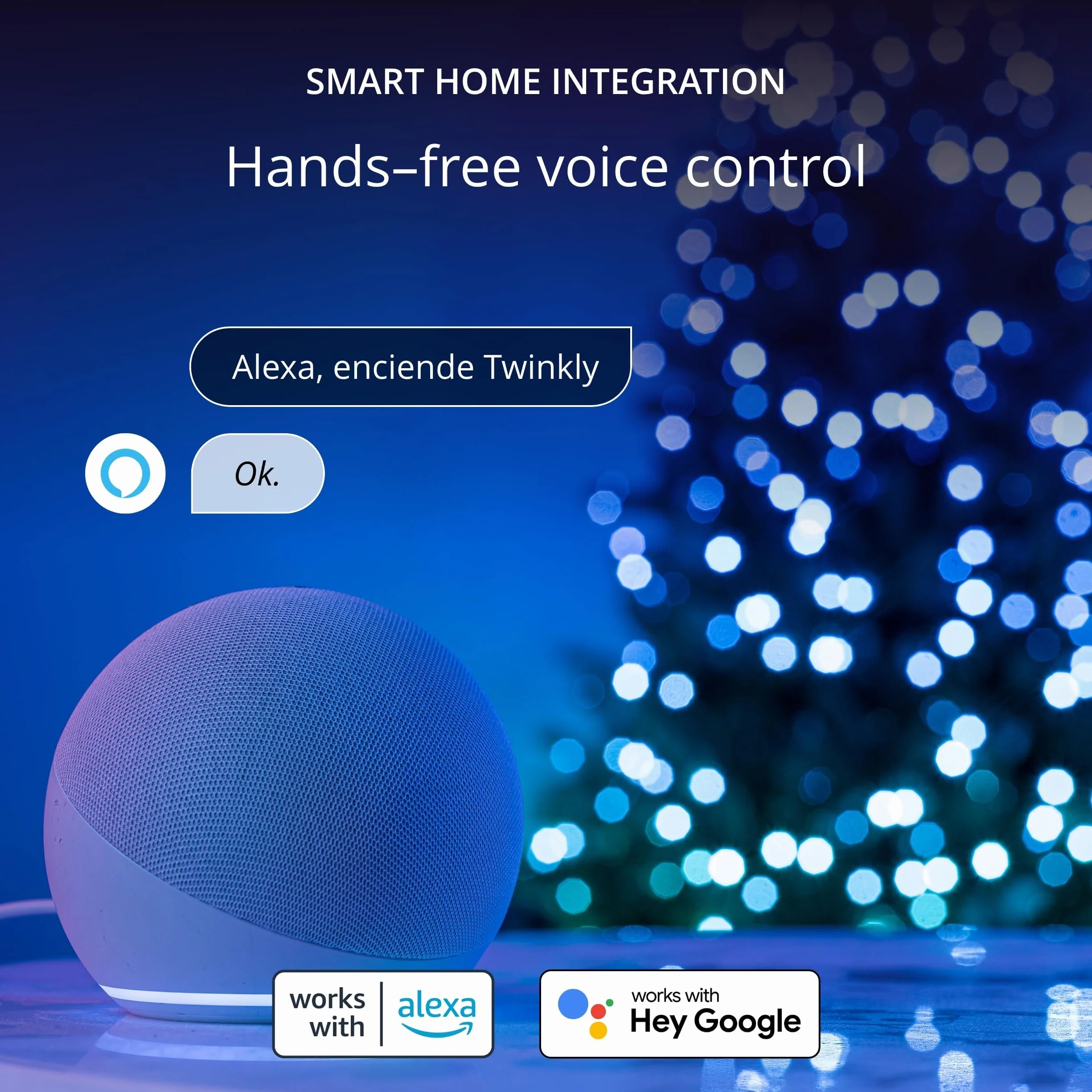 Twinkly Strings 250 LED RGB, łańcuch świetlny LED do użytku na zewnątrz i wewnątrz, inteligentne światła LED, kompatybilny z Alexa i Google Home, IP44, dekoracja bożonarodzeniowa, sterowanie