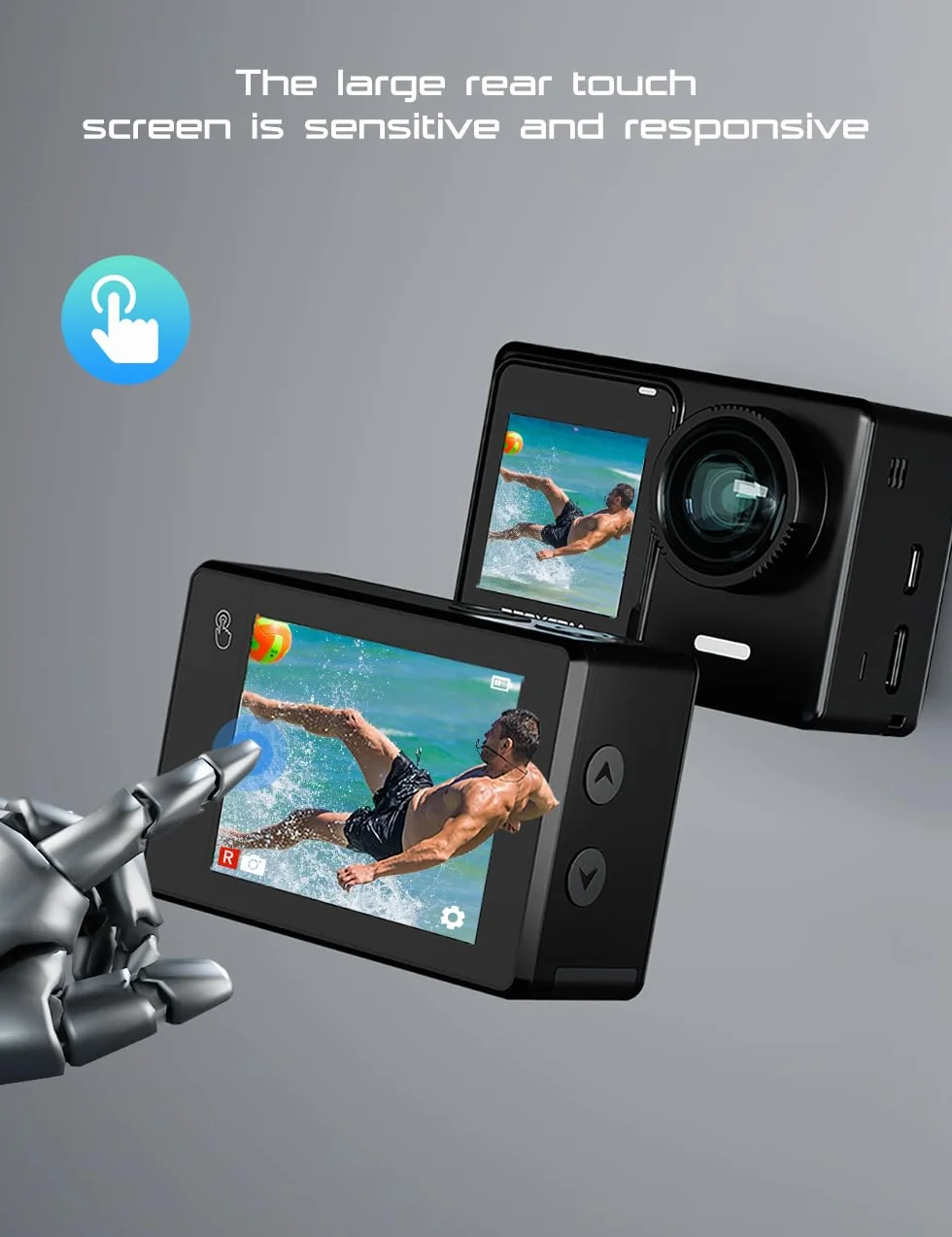 Apexcam Action Cam 4K 30FPS 20MP Dual Screen Wodoodporna 40m WiFi 170° Wide Angle z 2x baterie 1350mAh