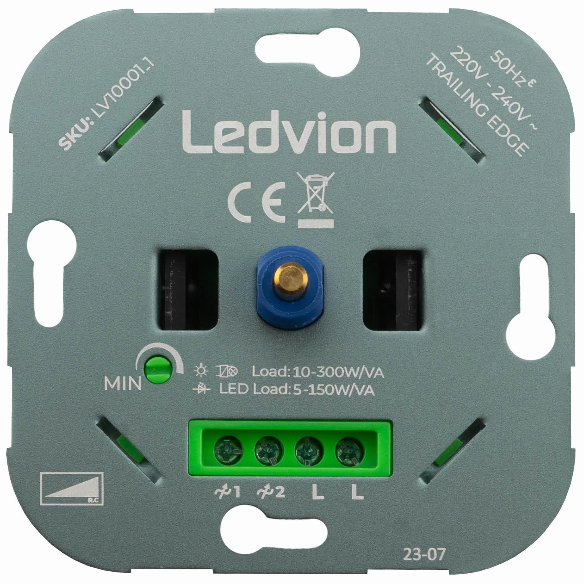 Ledvion Ściemniacz LED 3-250 W | 220-240 V | sekcja fazowa uniwersalna | ściemniacz obrotowy podtynkowy ściemniacz do ściemnianych diod LED | LED 3-250 W i halogeny 3-300 W | ściemnianie lamp od 0 do