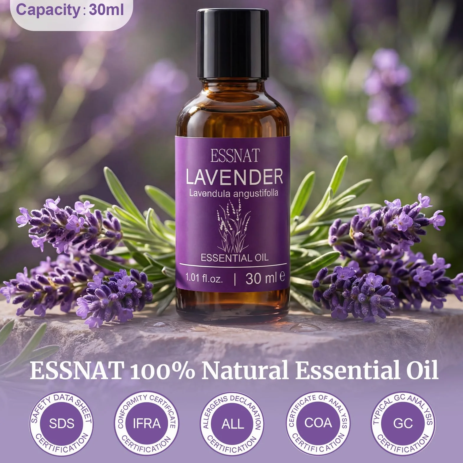 Olejek Eteryczny Lawendowy 30 ml – 100% naturalny olejek eteryczny, pozyskiwany z prawdziwej lawendy, idealny do aromaterapii, dyfuzorów, masażu oraz projektów DIY