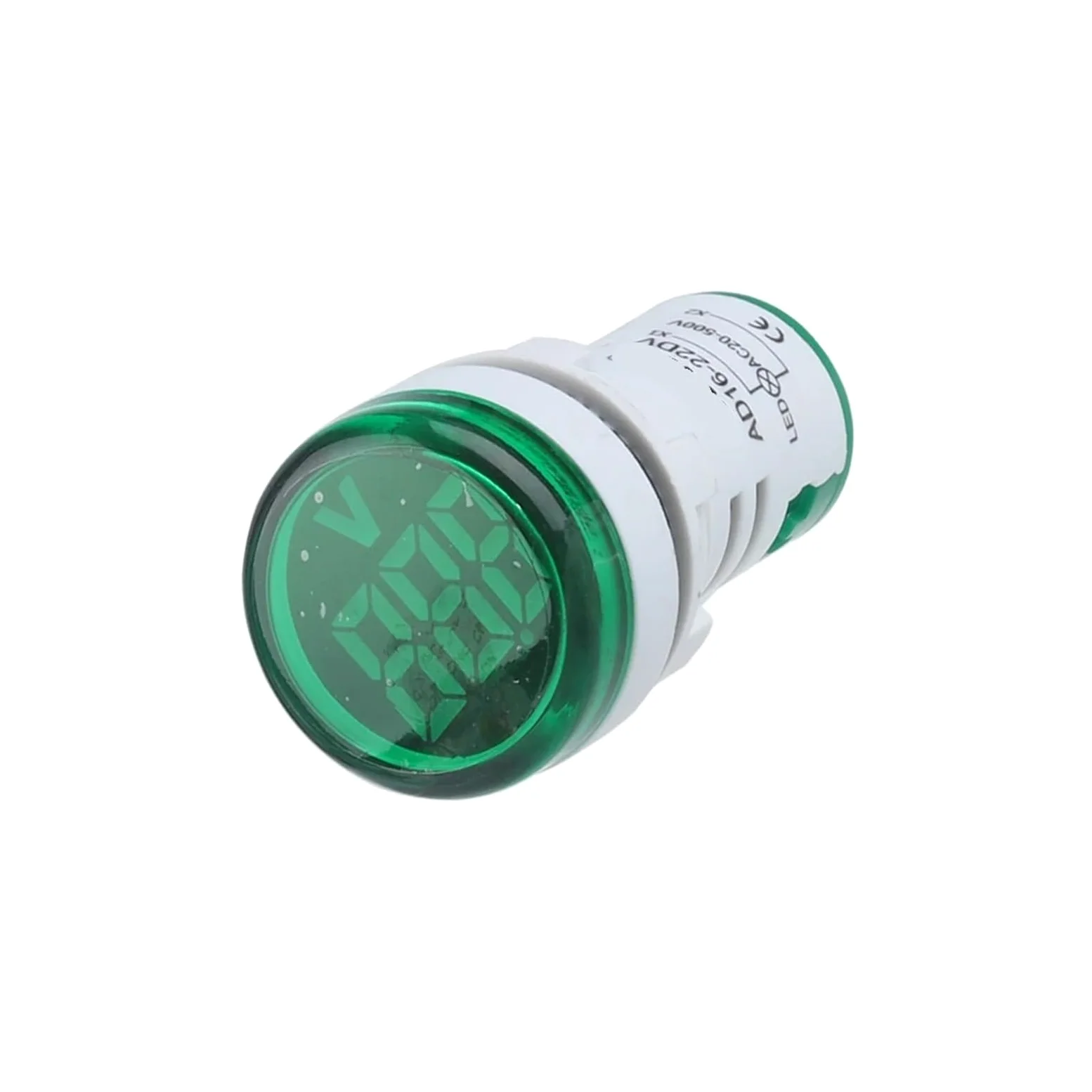 Zielony okrągły cyfrowy woltomierz 22 mm, AC 20-500 V, miernik napięcia, monitor LED, wskaźnik zasilania 30 x 30 mm, 10 sztuk