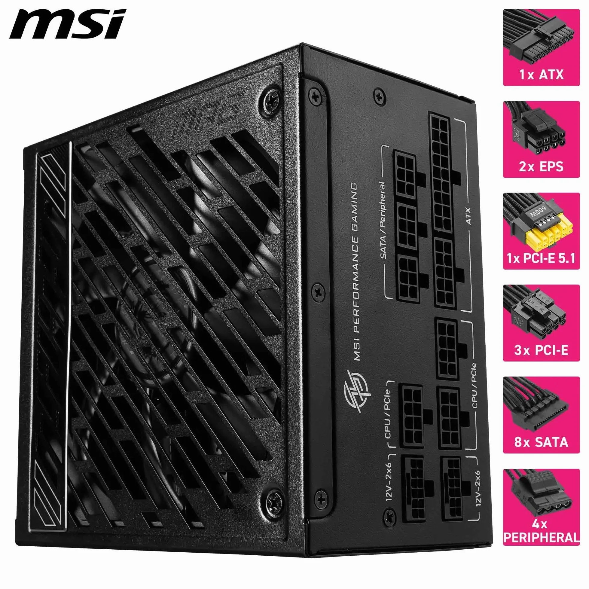 MSI MPG A850GS PCIE5 zasilacz sieciowy 850 W 80 Plus Gold ATX 3.1 PCIe 5.1