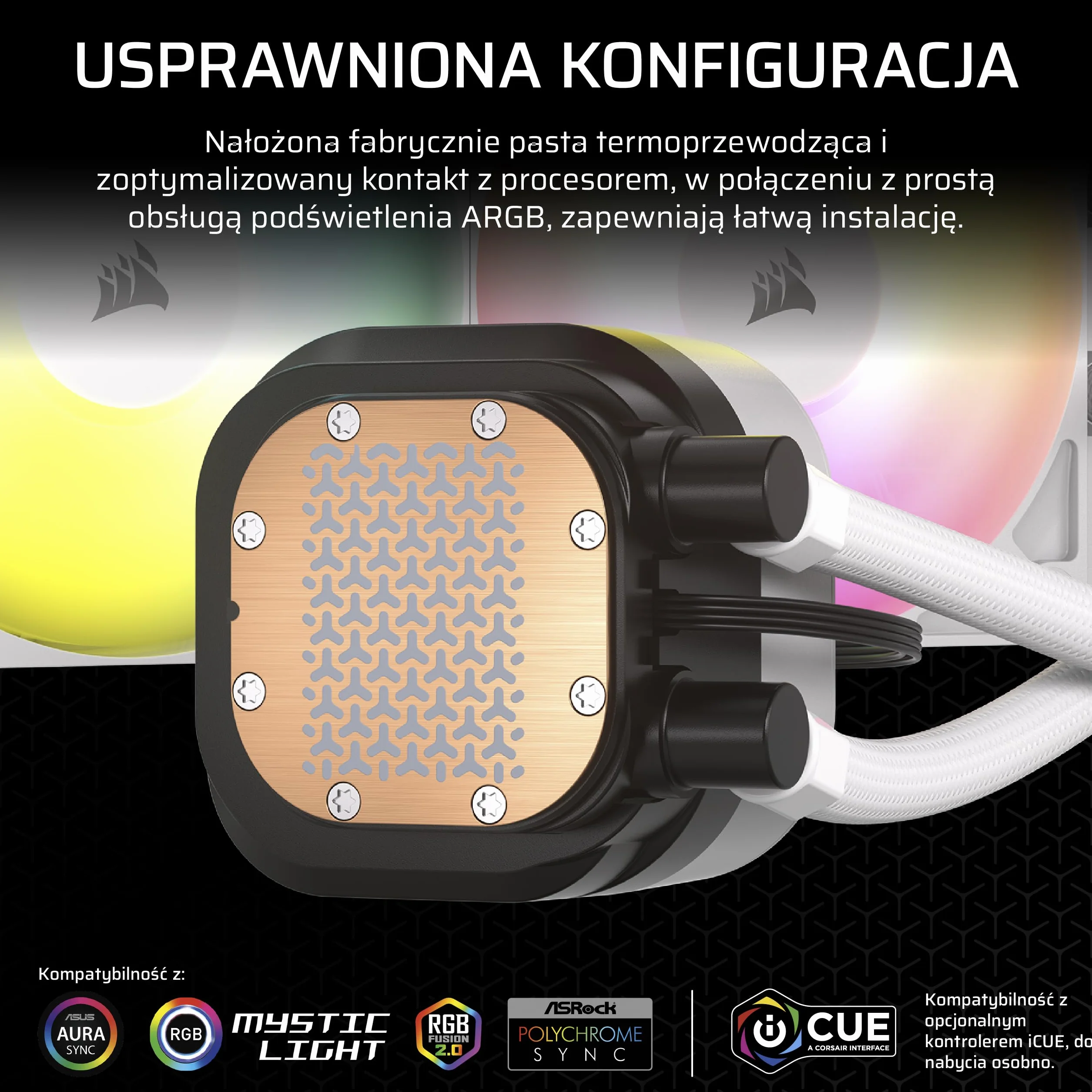 CORSAIR NAUTILUS 360 RS ARGB Układ Chłodzenia Procesora Cieczą – 360mm AIO – Bezpośrednie Połączenie z Płytą Główną – Intel LGA 1851/1700, AMD AM5/AM4 – 3x RS120 ARGB Wentylatory – Biały