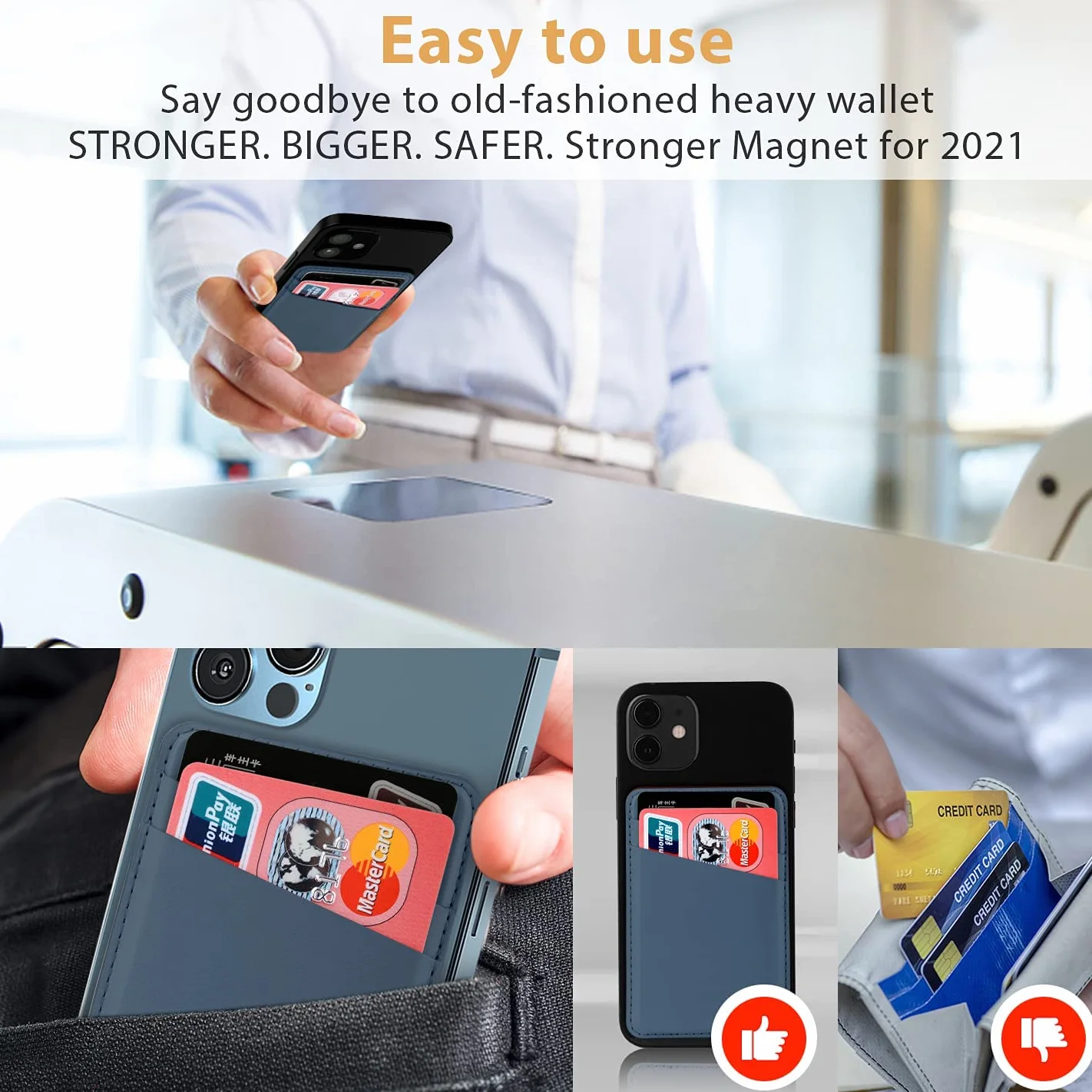 Magnetic Wallet etui kompatybilne z iPhone 16 15 14 13 12 Pro Max Plus Pro Mini Mag-Safe Wallet, Skórzane etui na karty kredytowe, portfel do iPhone, pasuje do 2 kart, magnetyczny uchwyt na karty