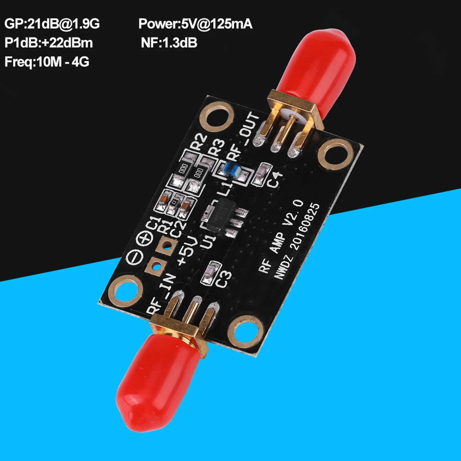 Moduł Wzmacniacza o Niskim Poziomie Szumów Yctze do Radia HAM RTL SDR LNA, Szerokopasmowy 0,01-4 GHZ 21DB, moduł SMA, Wzmacniacz Krótkofalowy, Wzmacniacz RF, Wzmacniacz Mocy 2,4