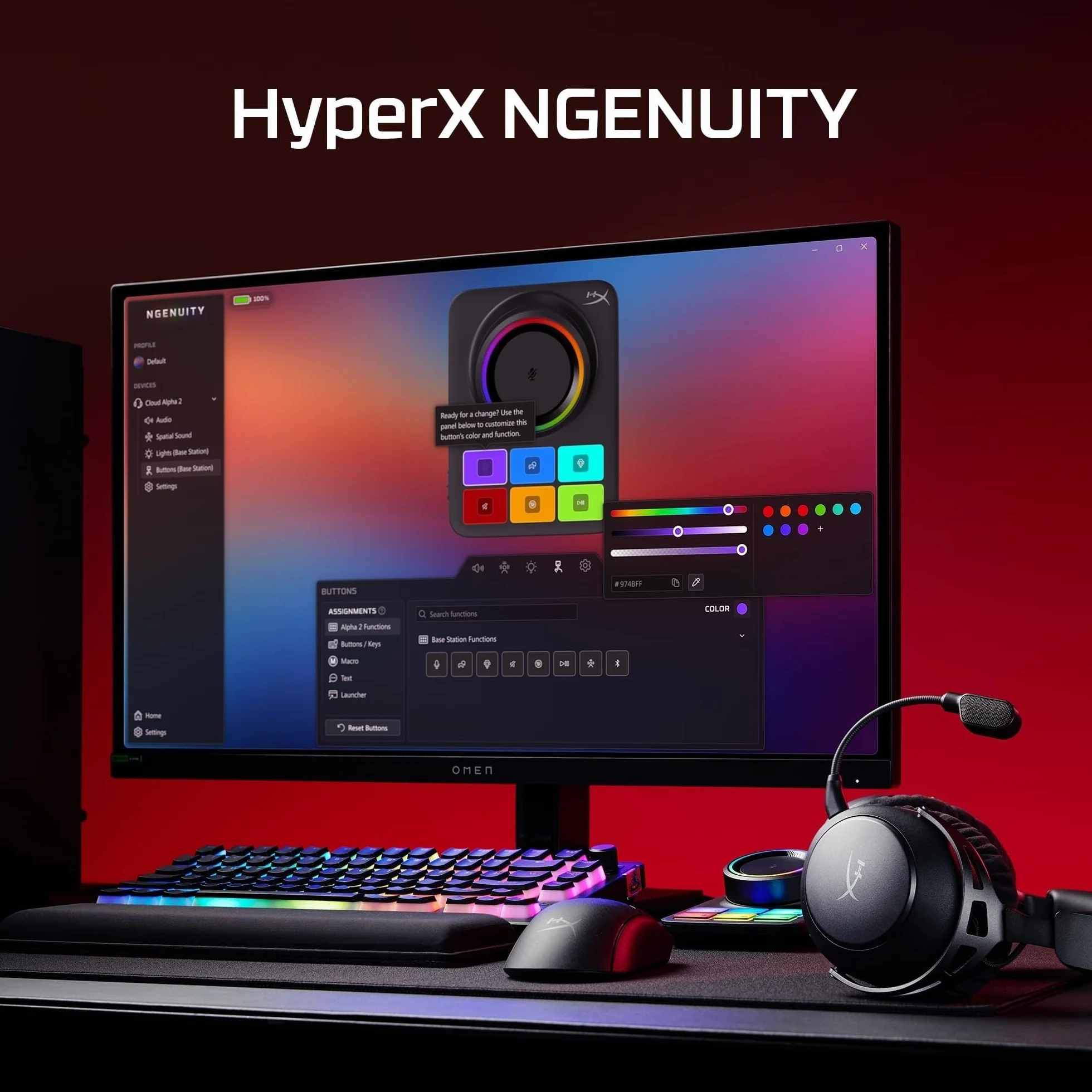 HyperX Cloud Alpha 2 bezprzewodowy zestaw słuchawkowy do gier 53 mm 250h baterii 2,4 GHz Bluetooth