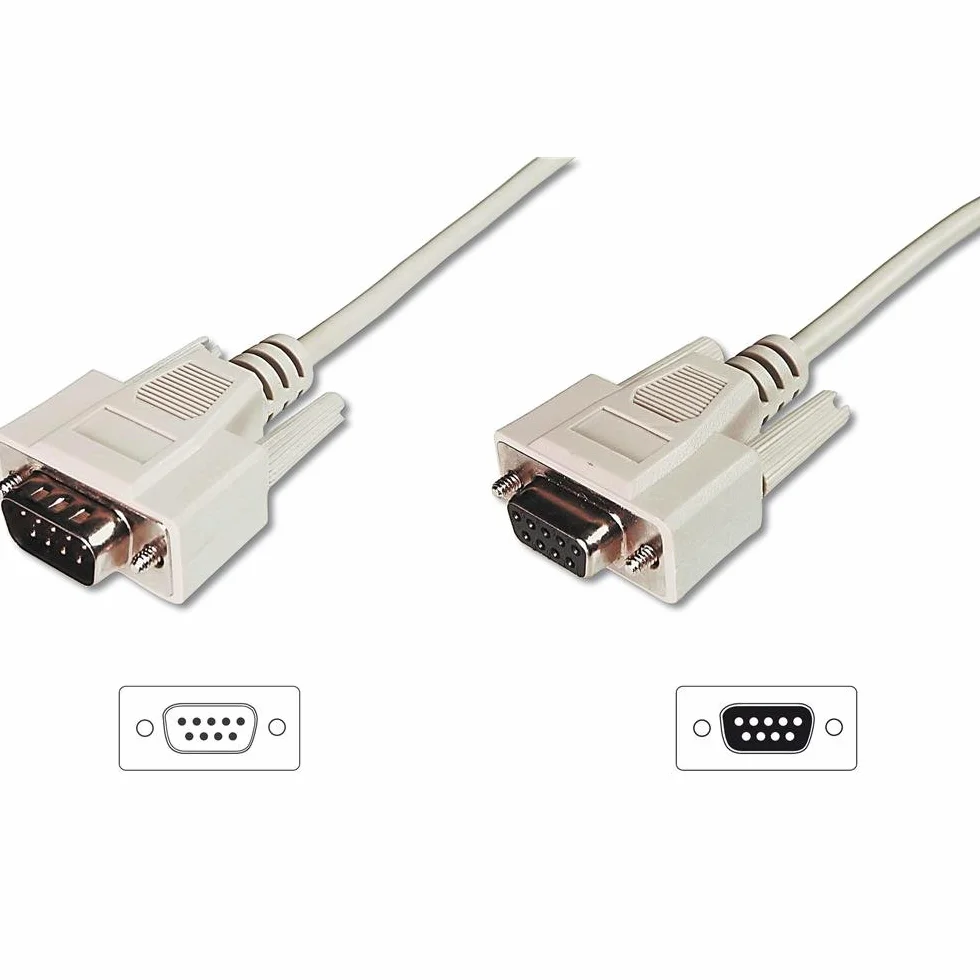 DIGITUS Kabel połączeniowy szeregowy D-Sub 9 do D-Sub 9 wtyk do gniazda 2,0 m beżowy