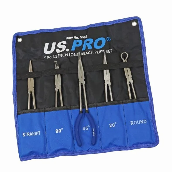 US PRO Narzędzia 5 szt. 11"/275 mm szczypce do nosa o długim zasięgu, zestaw szczypiec