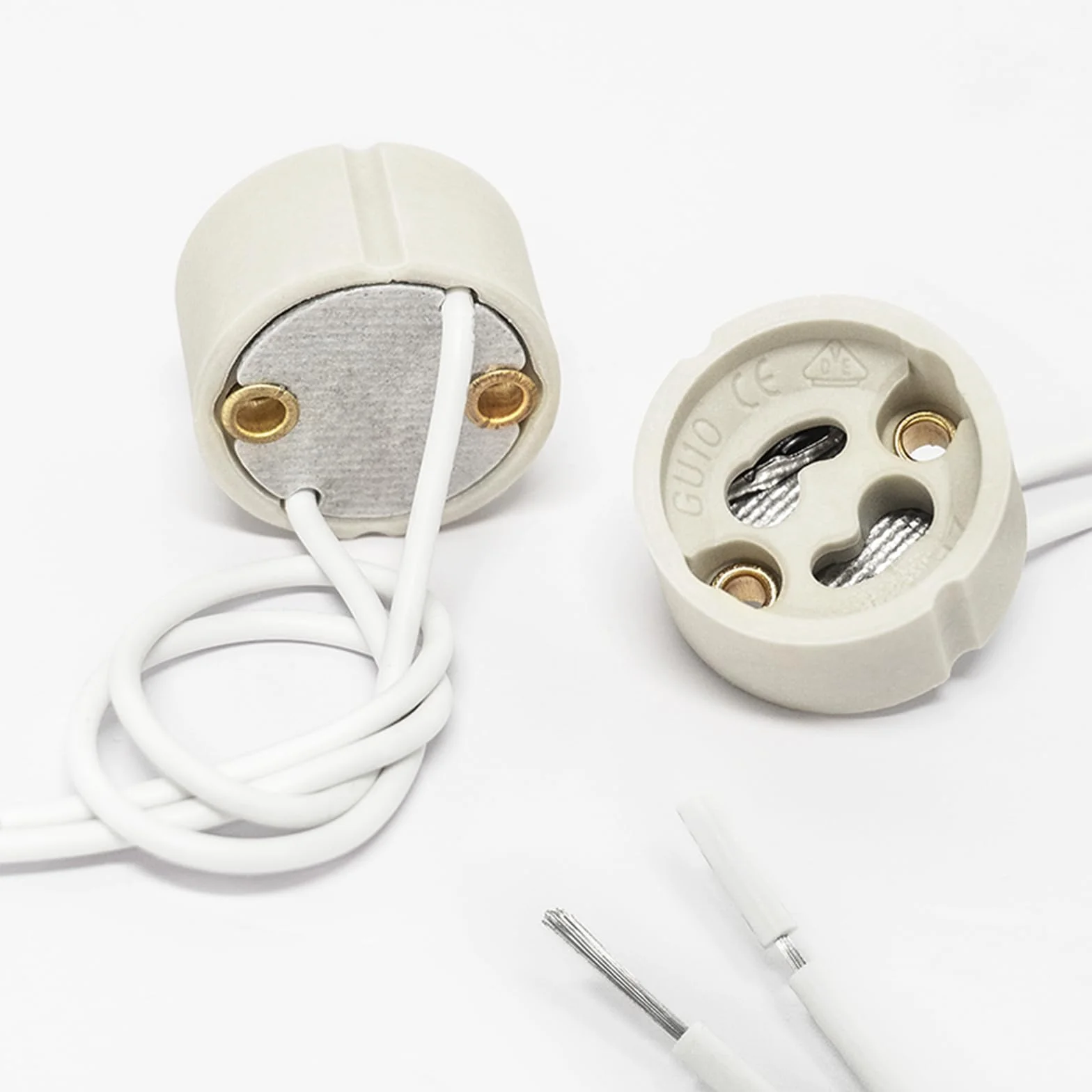 DiCUNO GU10 uchwyt lampy 0,75 mm² drut silikonowy złącze GU10 ceramiczna podstawa do LED i halogenów, 250 V, maks. 300 W, 10 sztuk
