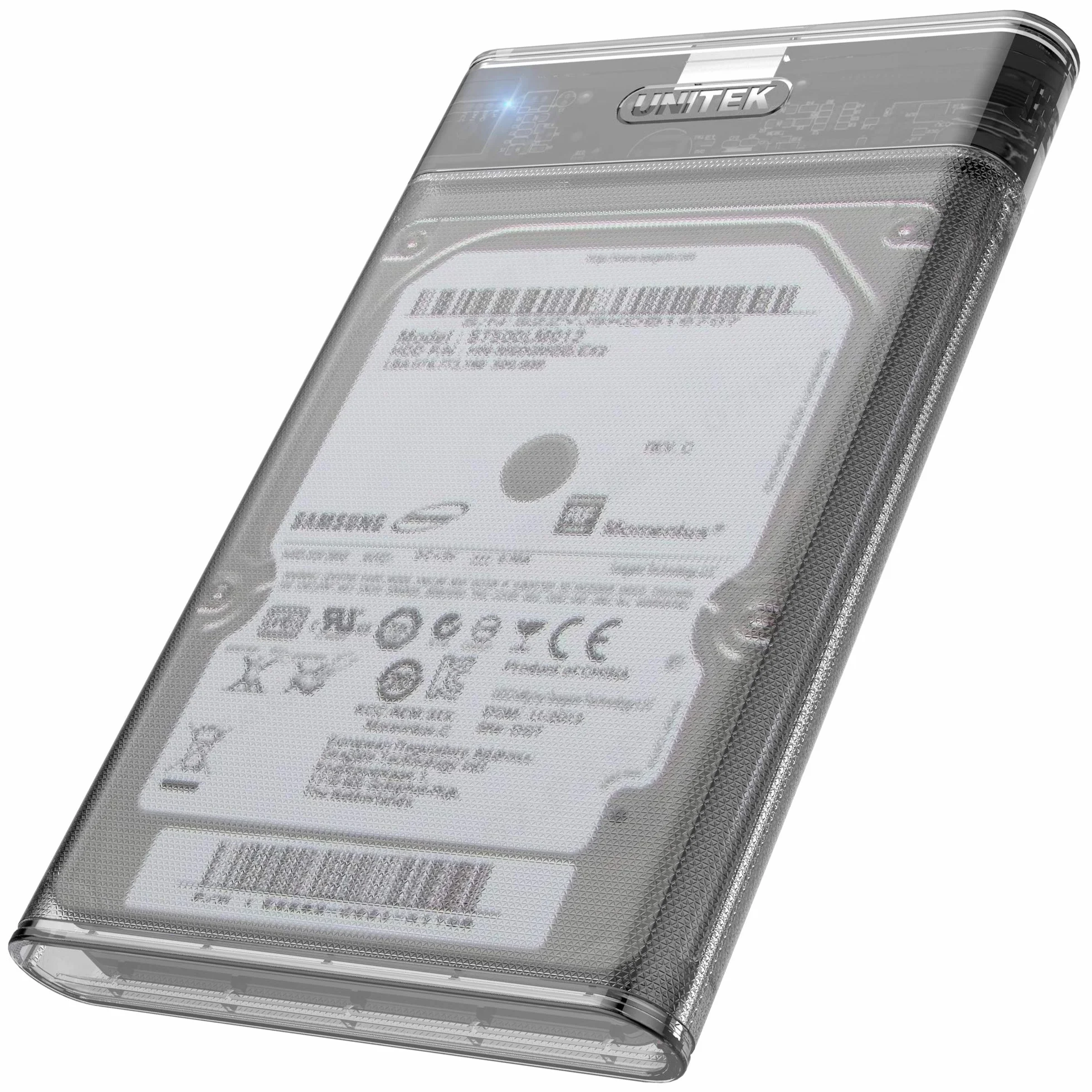 Obudowa UNITEK do dysków twardych 2,5 cala HDD/SSD SATA I/II/III, USB 3.0, przezroczysta