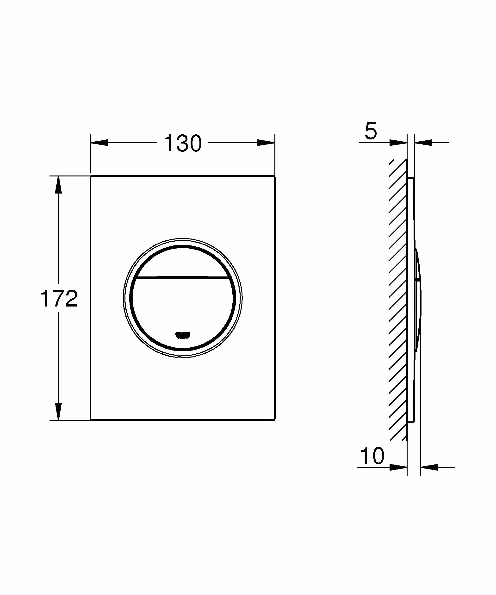 GROHE Nova Cosmopolitan - płyta osłonowa (130 x 172 mm, oszczędność wody, do 2-krotnego uruchomienia i uruchomienia i zatrzymania), phantom black, 37601KF0