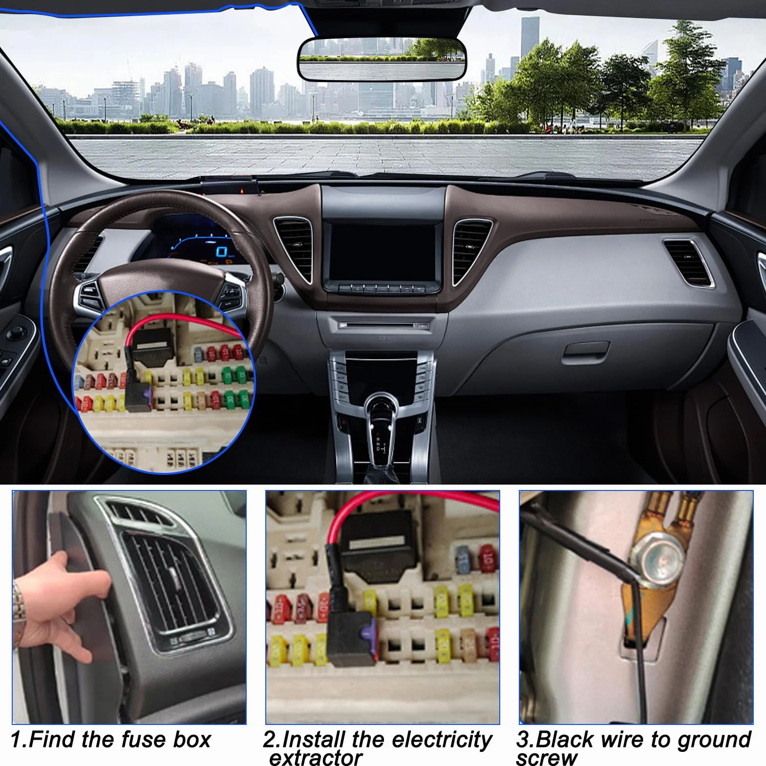 XMSJSIY RJ11 zestaw detektorów radarowych Hardwire Kit bezpośrednie okablowanie zestaw detektorów radarowych szybkie połączenie do lokalizatora GPS z 4 kranami zabezpieczającymi, kablem zasilającym i