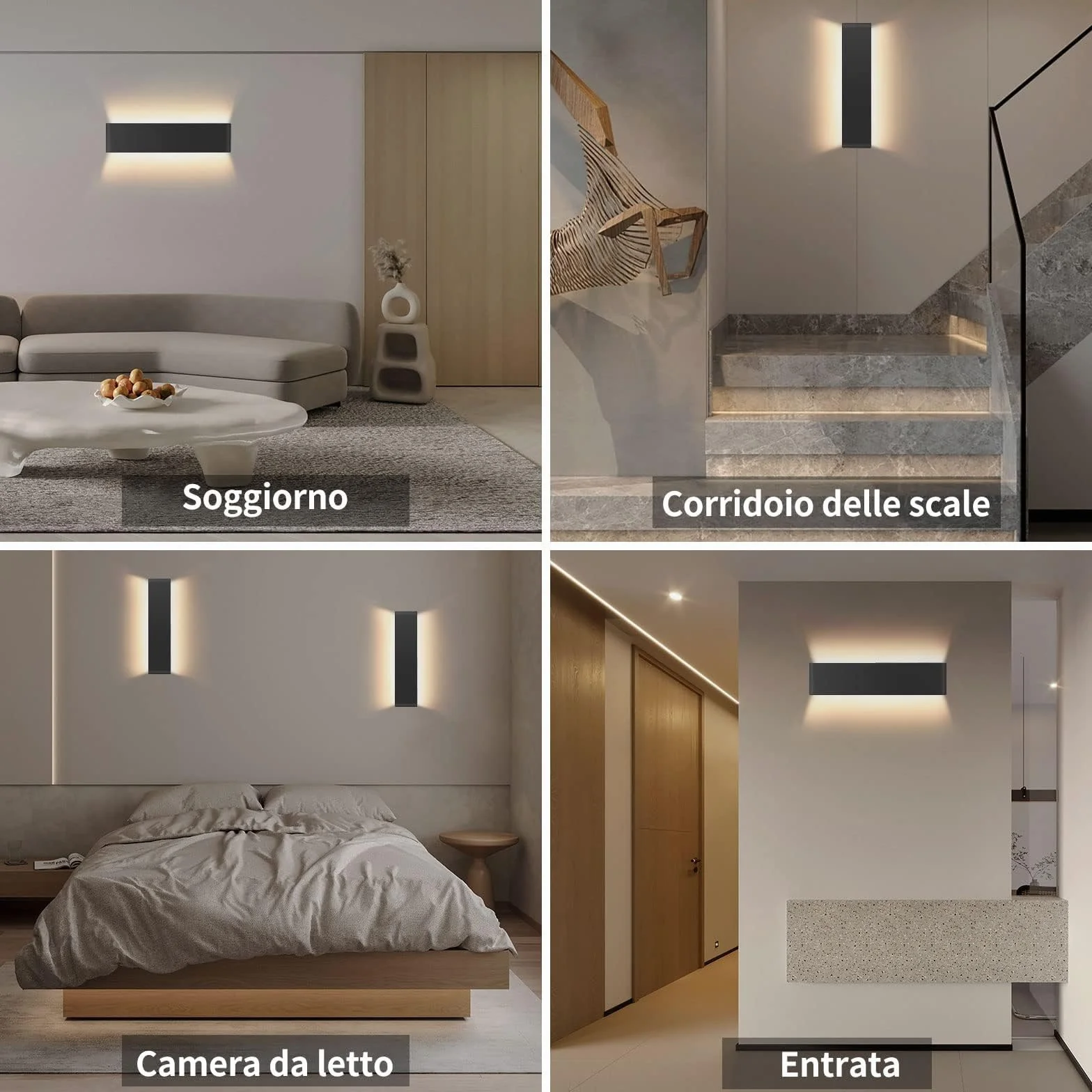 Lureshine 1 sztuki lamp ściennych LED do wnętrz,do łazienki, sypialni, na klatkę schodową, korytarza-czarny