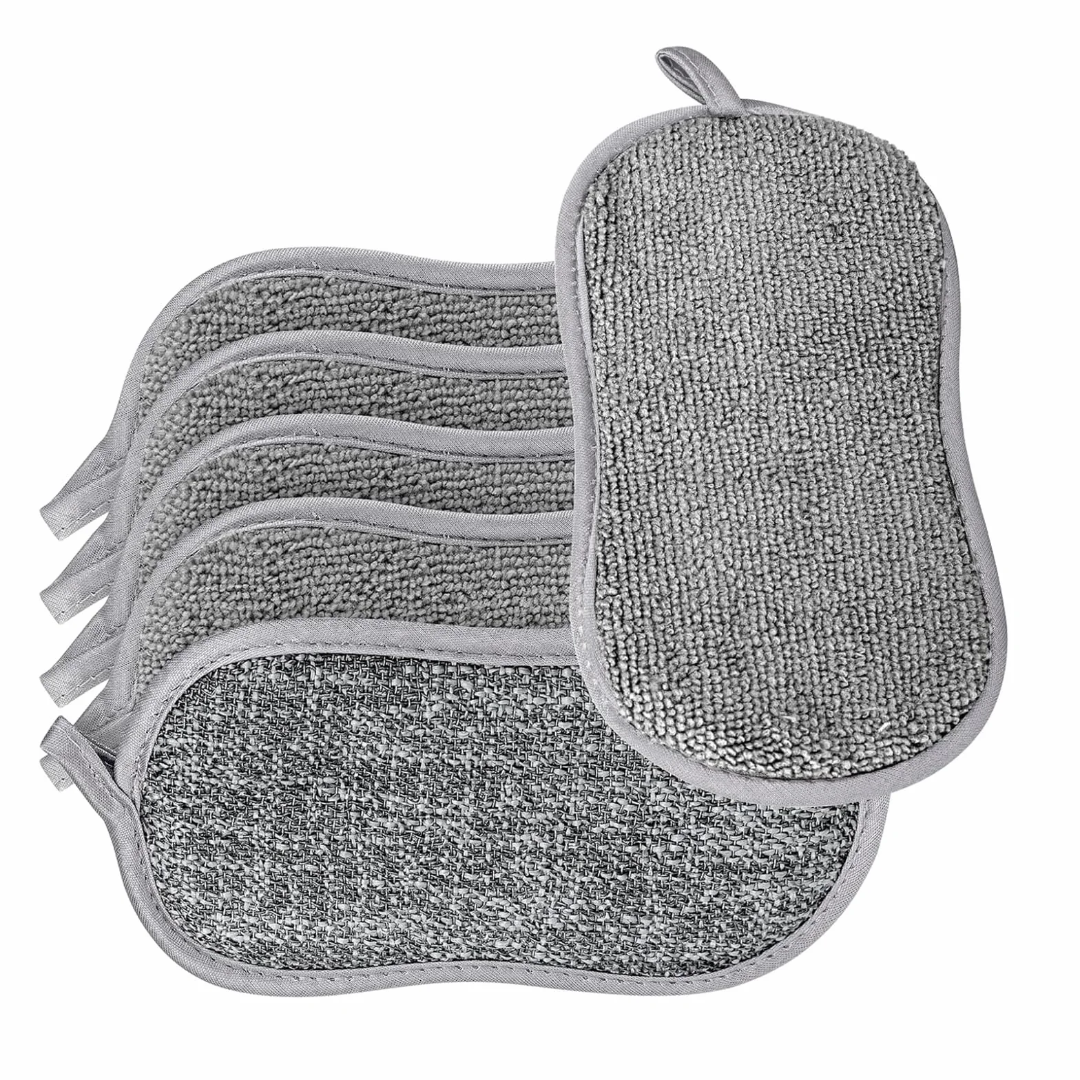 Gąbka do mycia naczyń, 6 sztuk, duża, 15 x 8 cm, nadaje się do prania, gąbka do mycia naczyń, gąbka do mycia naczyń, do mycia naczyń, kuchenek (kolor szary)