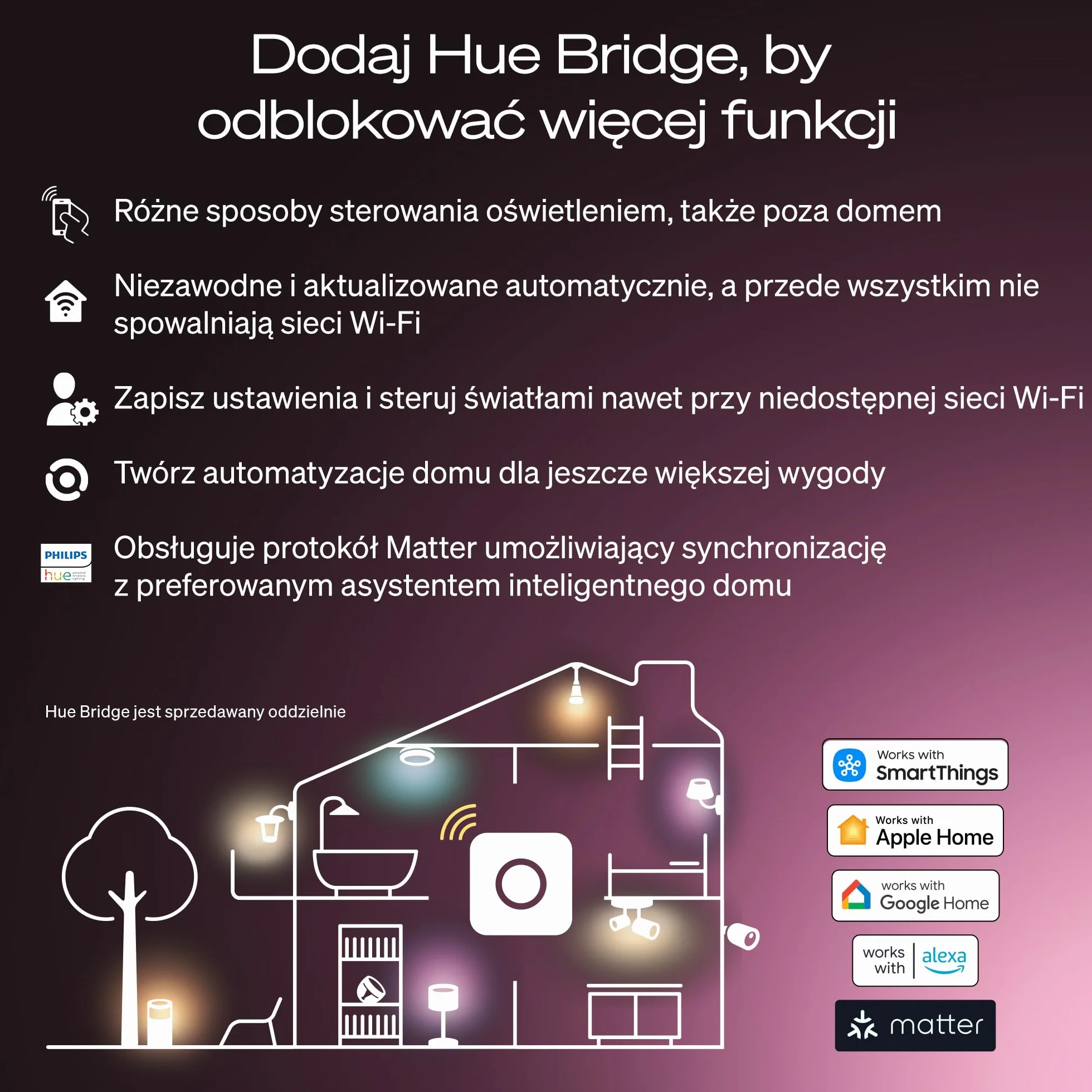 Żarówka Philips Hue Smart LED A60, White and Color Ambiance, trzonek E27, 8,1 W, pełne spektrum światła 1000K–20000K, 1100 lumenów, przyciem, działa z Alexa, Google Assistant i Apple Home, op. 1 szt.