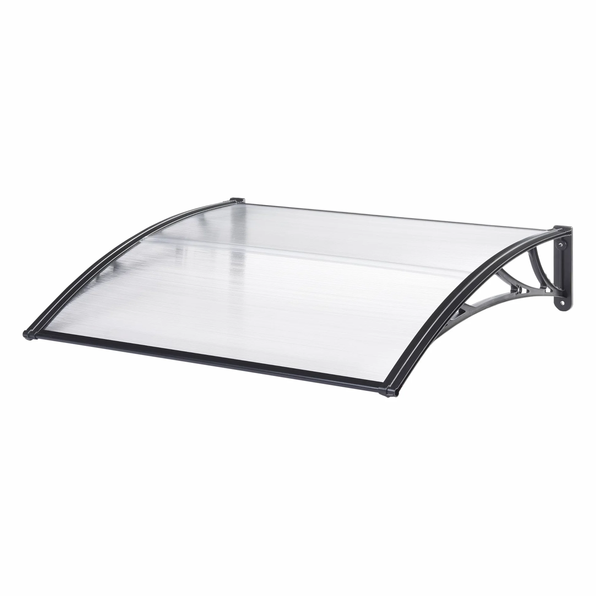 [en.casa] Zadaszenie do drzwi wejściowych Mellerud zadaszenie 150 x 100 cm, zadaszenie jednospadowe, balkon, zadaszenie drzwi, poliwęglan, aluminium, zadaszenie ochronne, taras, czarny/przezroczysty