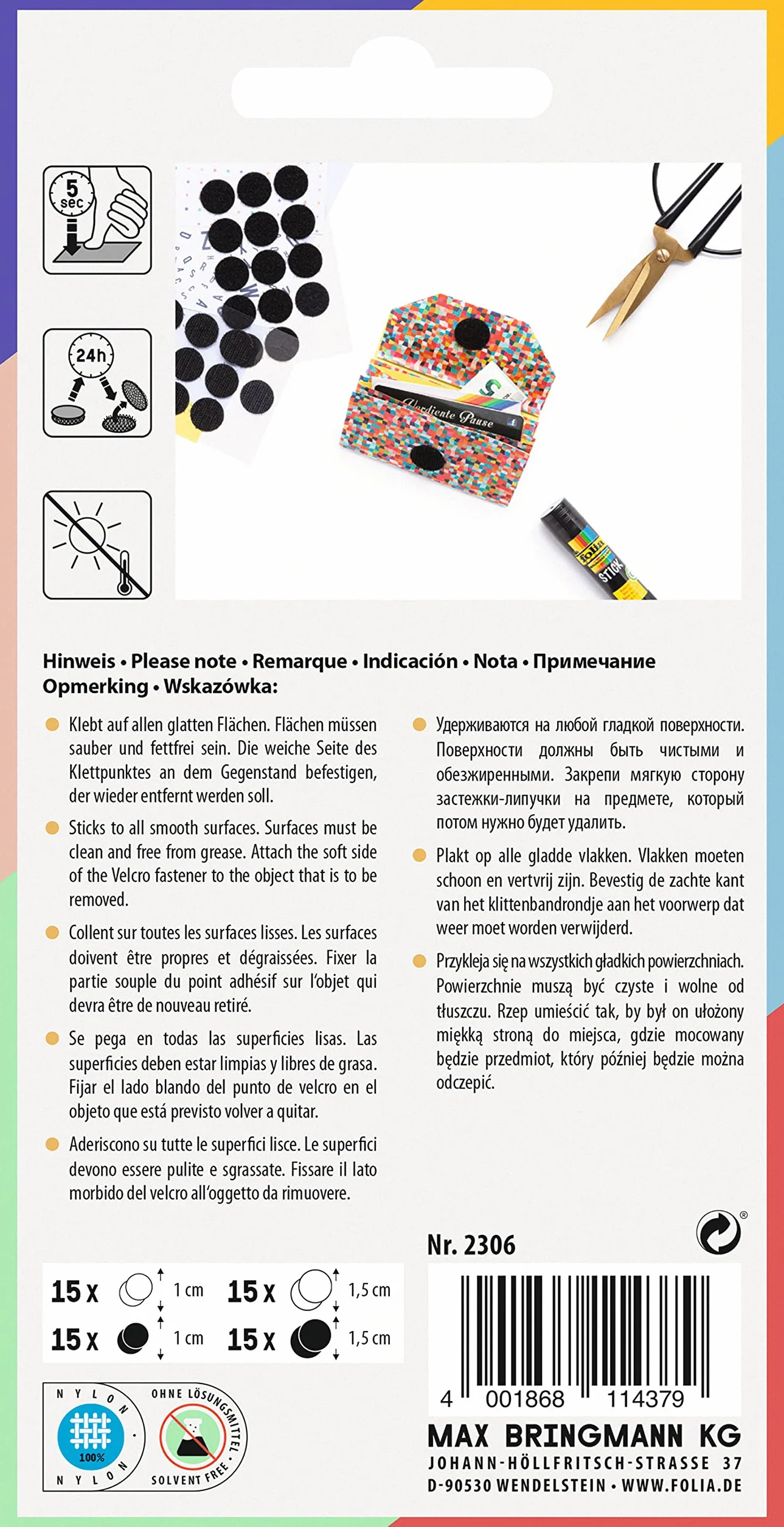 Folia na rzepy Mini, czarno-biały czarny