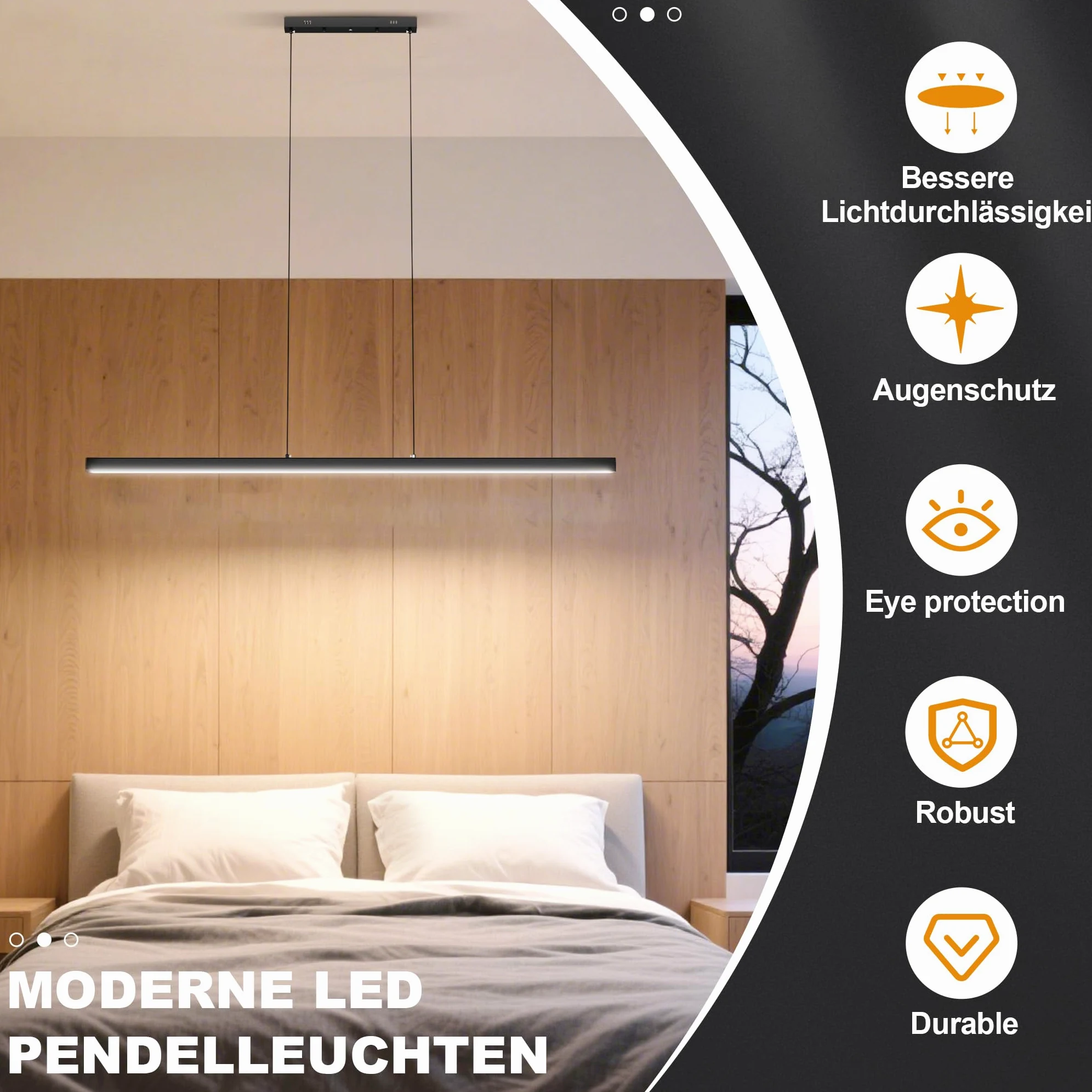 YRHome Nowoczesna lampa wisząca LED, 60 W, ściemniana, z regulacją wysokości, lampa wisząca z pilotem zdalnego sterowania, liniowa konstrukcja, lampa sufitowa do salonu, kuchni, sypialni, biura