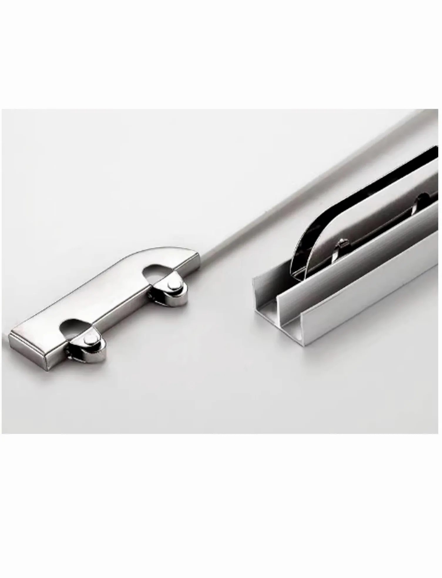 Zestaw prowadnic do drzwi przesuwnych ze stopu aluminium do gładkich drzwi szklanych lub drewnianych - górny i dolny tor z kołami pasowymi(190cm)