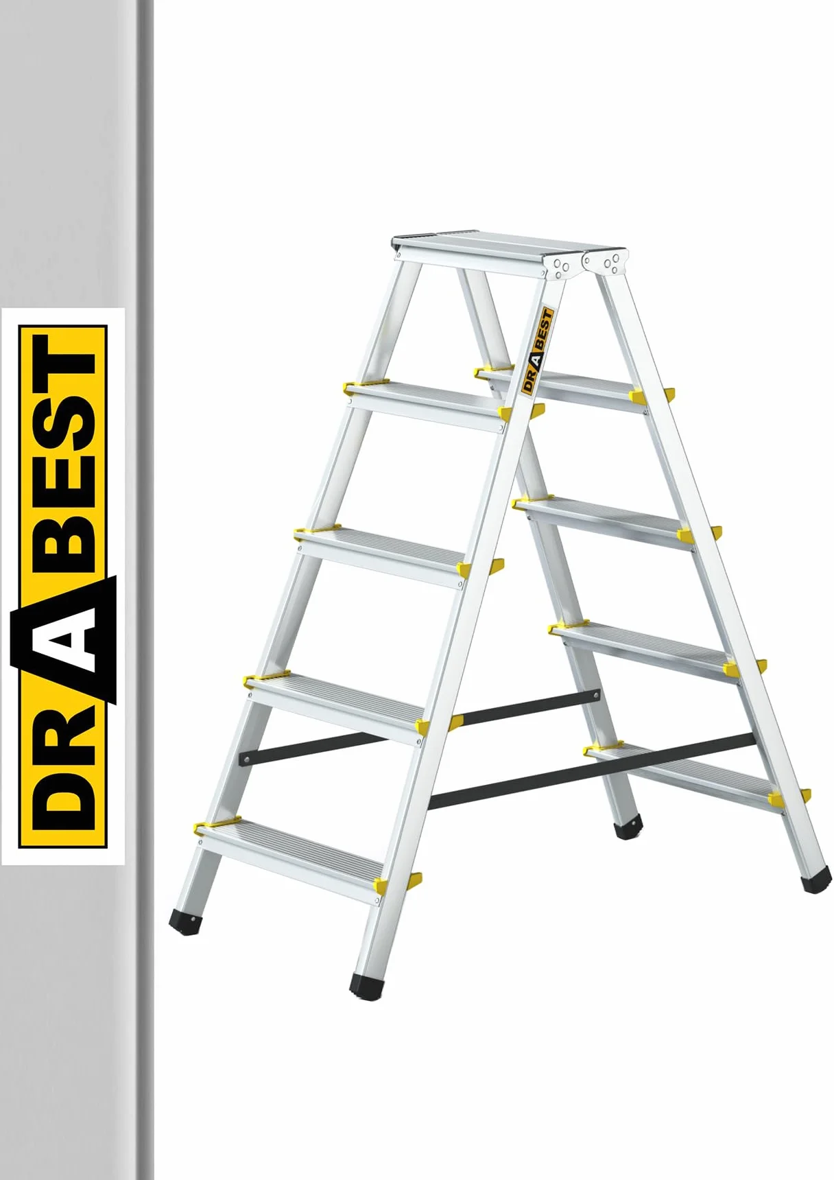 Drabest SERIA PRO 2x5-Stopniowa Aluminiowa Dwustronna Drabina 150 KG 46x110x16 cm