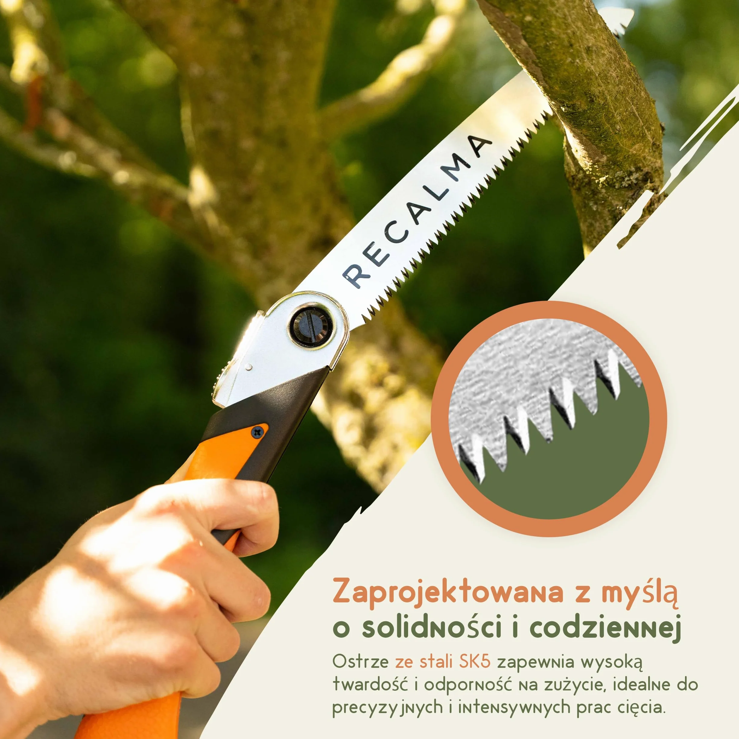 Piła ręczna do gałęzi, składana, hartowana piła SK5 210 mm, składana piła do drewna do ogrodu