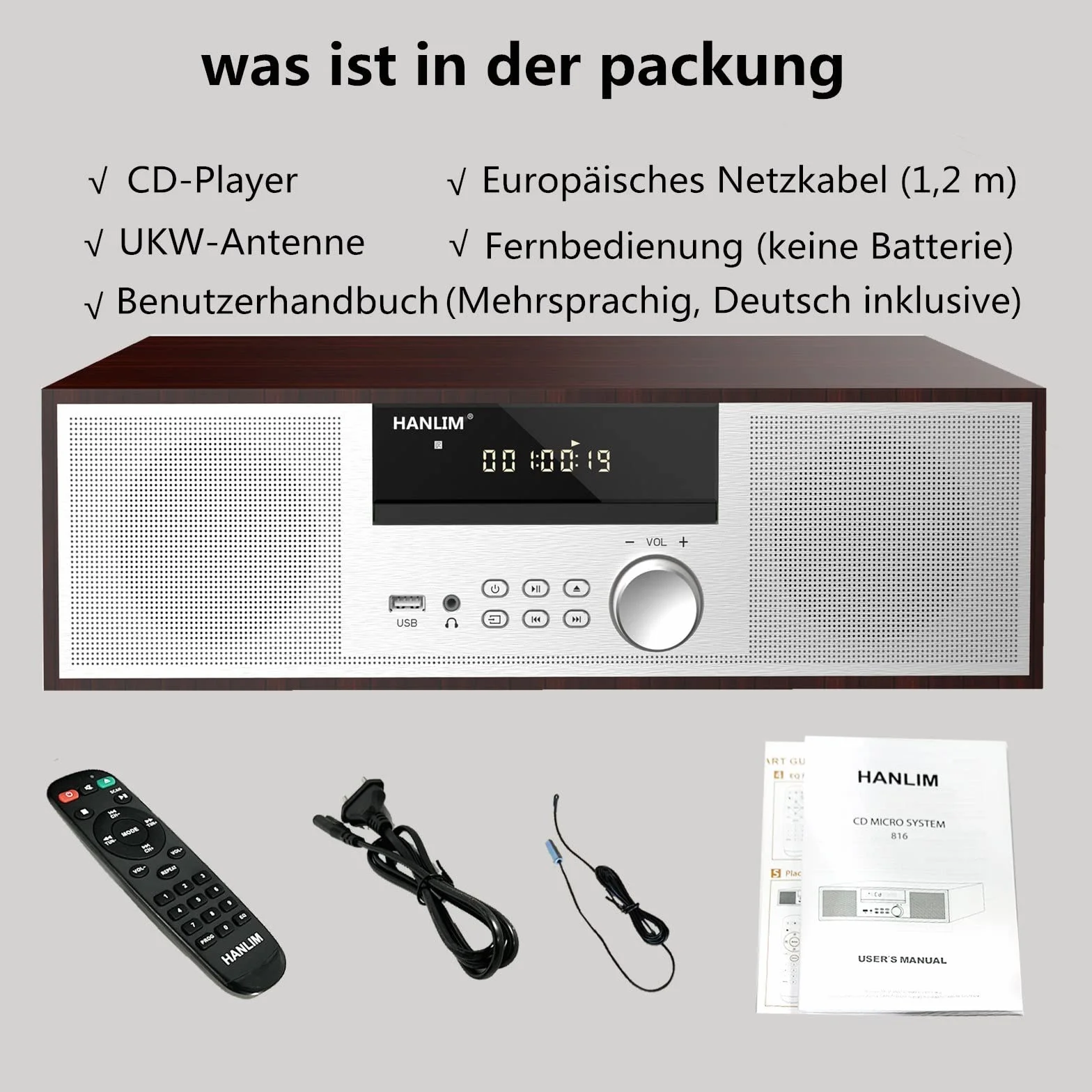 Rocznik mini zestaw stereo CD, 40 W, RMS, odtwarzacz CD, kompatybilny z UKW/Bluetooth, USB/AUX, pilot zdalnego sterowania, gniazdo słuchawkowe, kompatybilne ze źródłem dźwięku o wysokiej