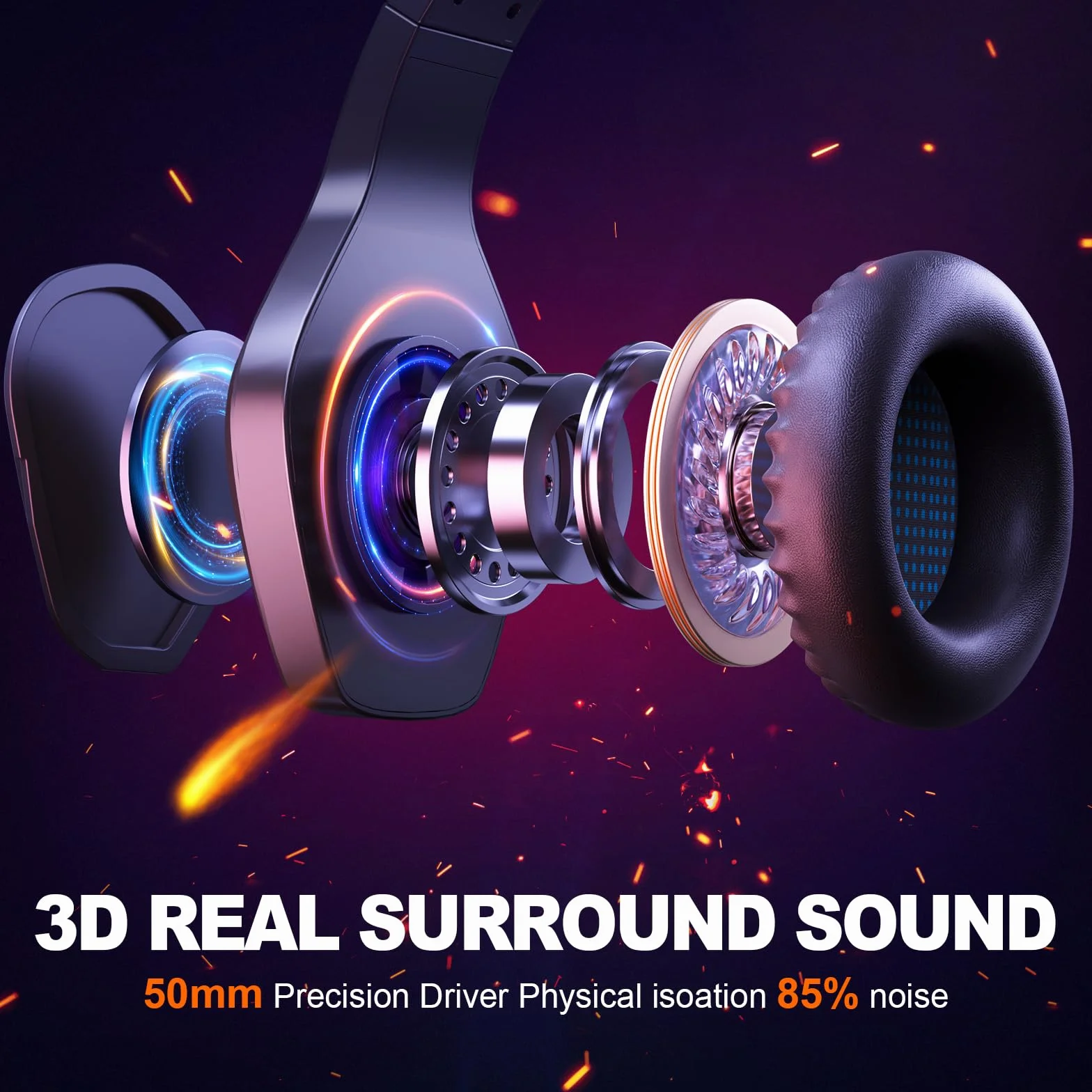 Krysenix Zestaw Słuchawkowy PG1 do PS4/PS5/PC/Nintendo Switch/Xbox One, Stereo AI z Mikrofonem, 3,5 mm, RGB, Jasnoczarny + Niebieski