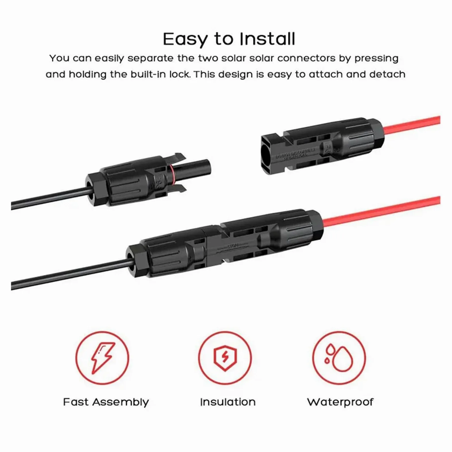 Kabel solarny 3 m 1,5 m, przyłącze do panelu słonecznego 12AWG na XT60 kabel adaptera do generatorów solarnych (3 m 10 stóp)