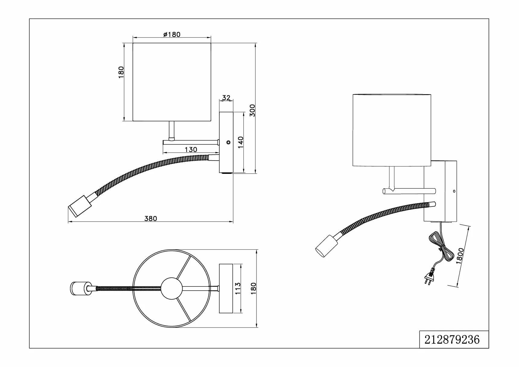 Trio Leuchten Kinkiet NILAM naturalne drewno abażur E27 LED 3,1 W Flex Connect