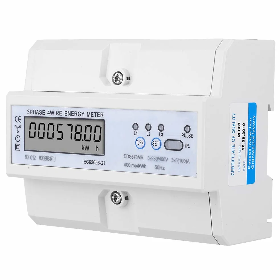 3 Faza 4 Miernik Energii, Monitor Energii Elektrycznej, Analizator z komunikacją, Wyświetlacz LCD dla Napięcia, Prądu, Częstotliwości, Współczynnika Mocy
