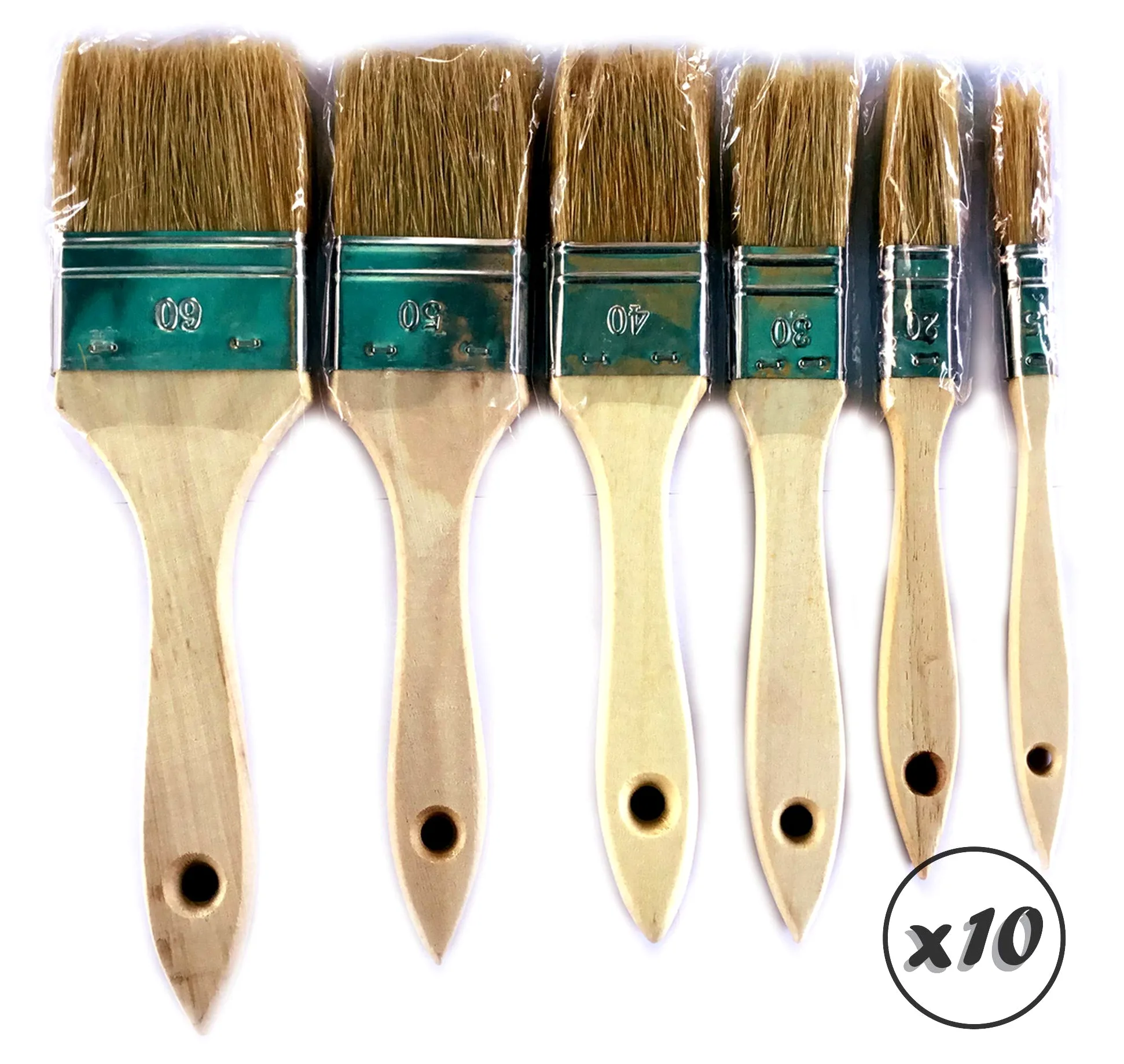 Zestaw 6 pędzli do lakieru jedwabnego | Zestaw 10 zestawów | Szerokość 15-20-30-40-50-60 mm | Multi Grip | Farba olejna akrylowa farba do farb do lazury z żywicy | Kibros LOT_322_6x10