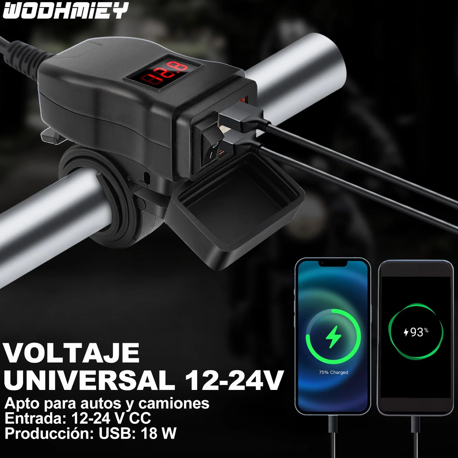Ładowarka USB do motocykla 12V-24V wodoszczelna IP65 z woltomierzem