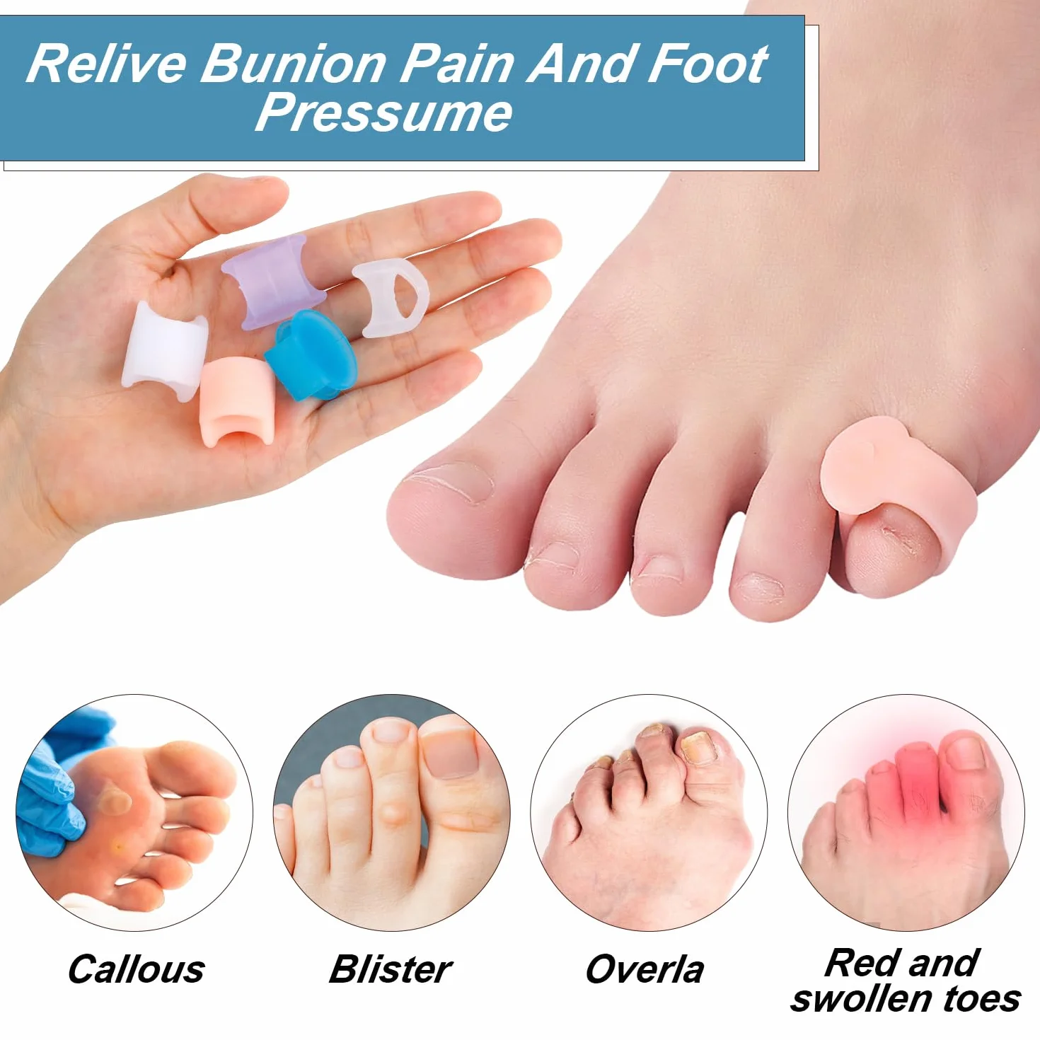 10 sztuk separatorów palców żelowy silikonowy separator palców mały palec separator palców silikonowy separator palców Hallux Valgus separator palców separatory separator palców dla