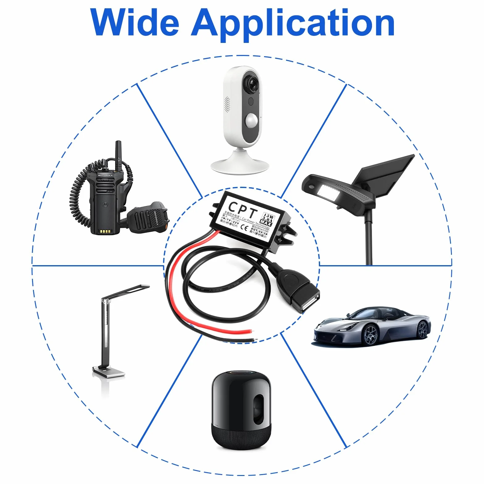 USB Adapter 12V na 5V Konwerter DC DC Buck Regulator Napięcia 7V-22V 3A 15W do Samochodu Motocykla GPS Monitoringu