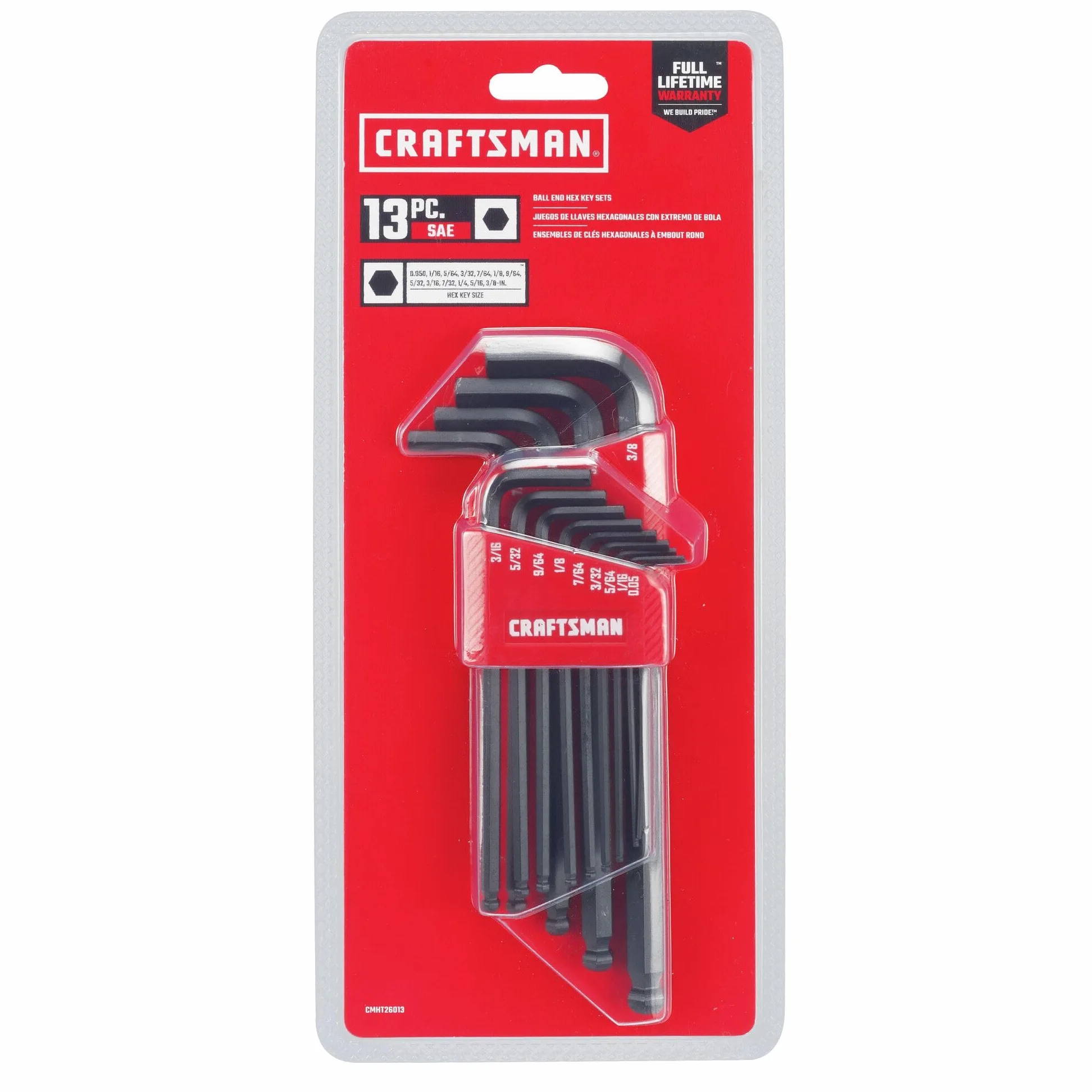 CRAFTSMAN Zestaw kluczy sześciokątnych z końcówką kulową, 13-częściowy (CMHT26013)