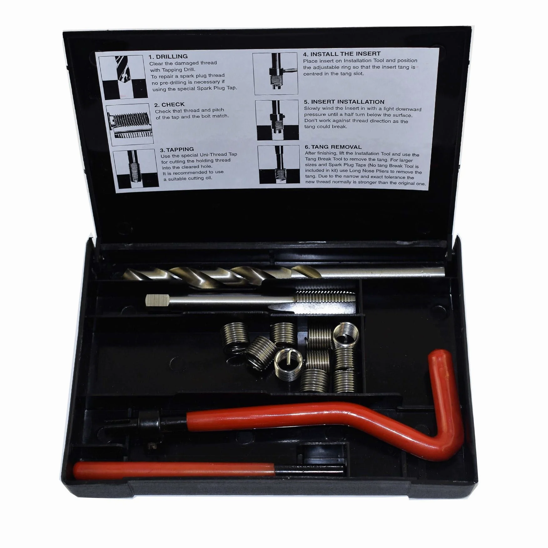 AB Tools-Uninithread 3/8" x 20 BSF gwintowany kran naprawczy zestaw frezów uszkodzonych nici Helicoil 14 szt. zestaw