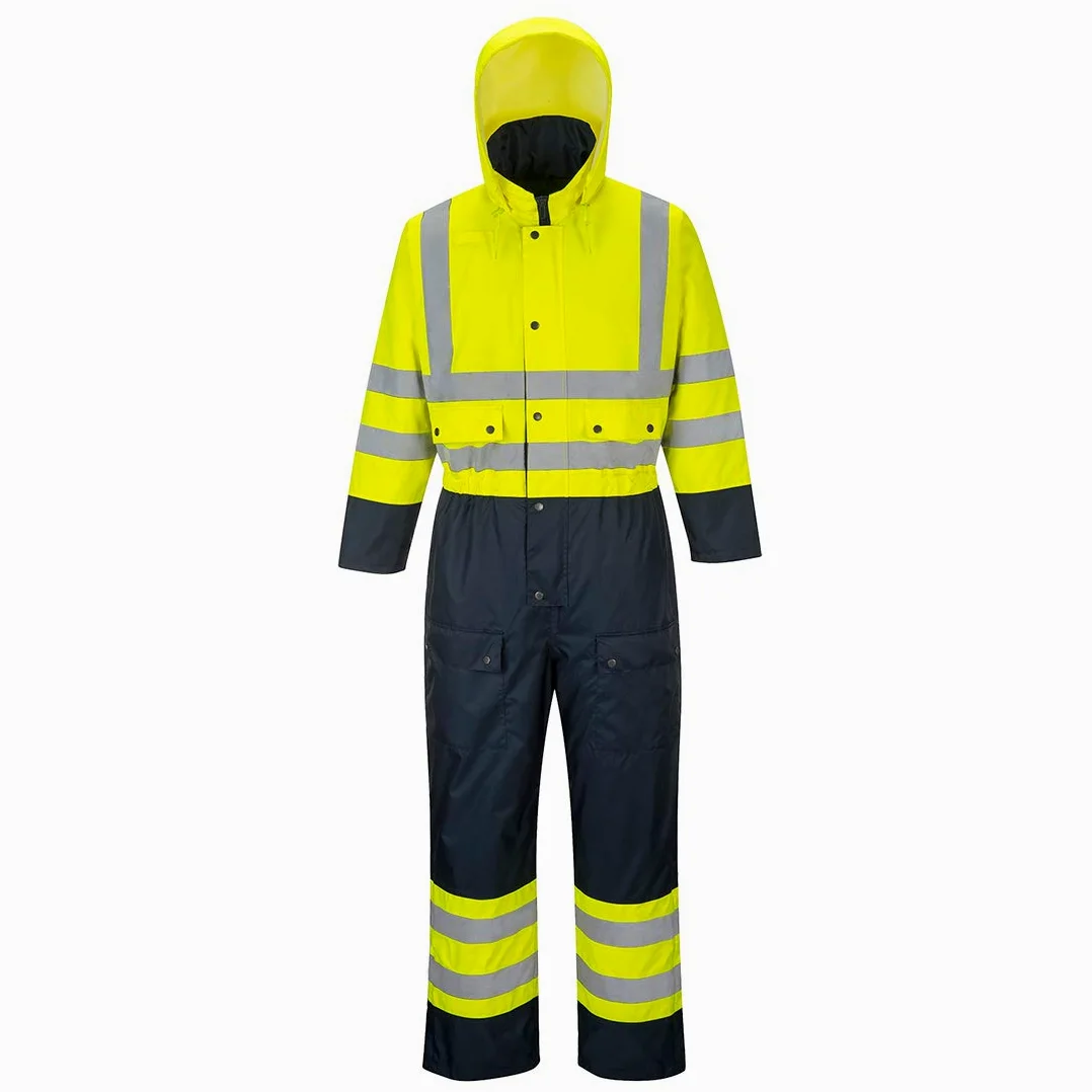 Portwest S485 Ostrzegawczy Kontrastowy Ocieplany Kombinezon, Żółty/Granatowy, Rozmiarowy L