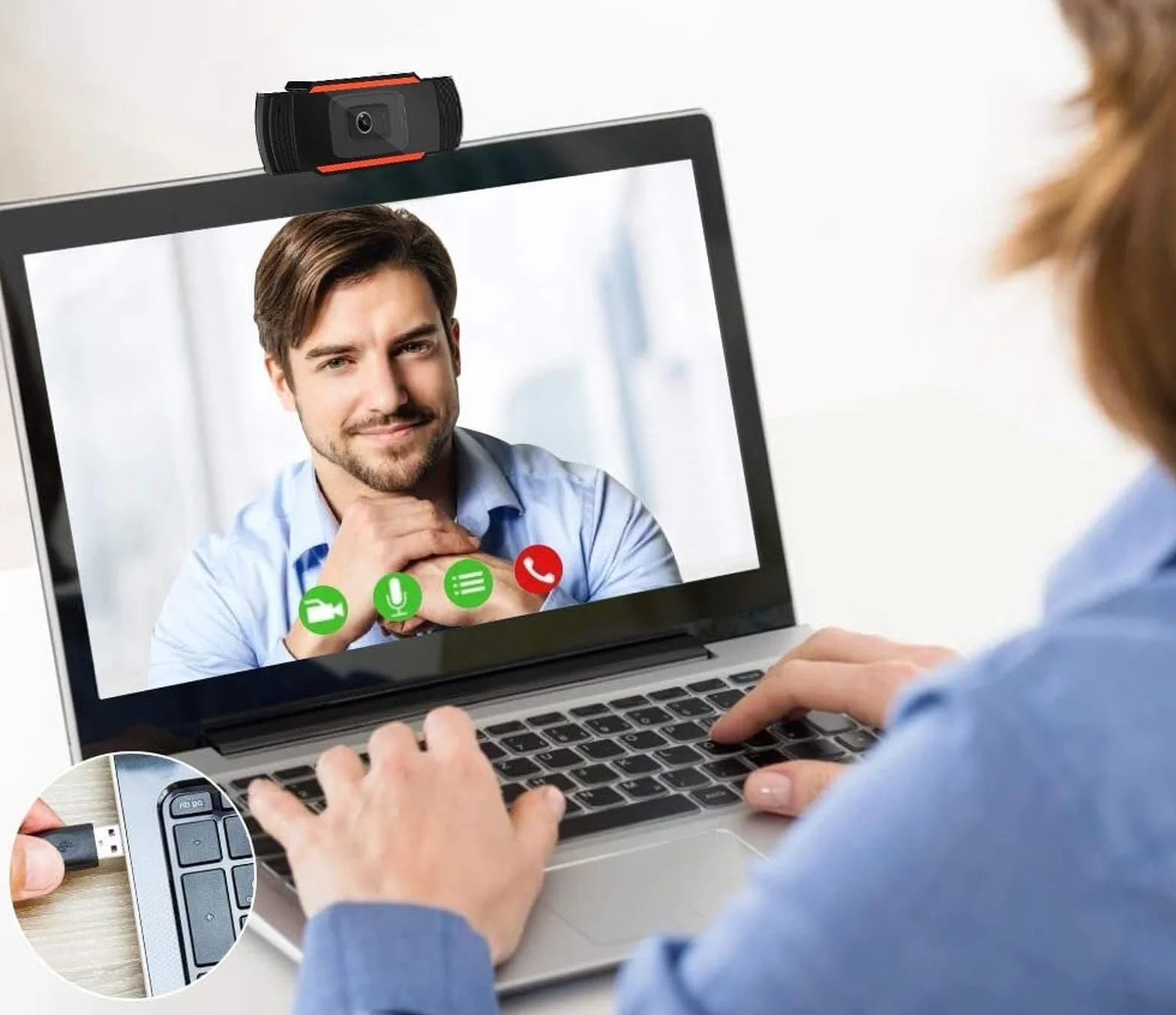 Retoo Kamera internetowa z mikrofonem z wyraźnym dźwiękiem stereo i automatyczną korekcją światła, USB Plug & Play, kamera USB 2.0 do Skype, FaceTime, Hangouts, zoom (czarna 1280 x 480)
