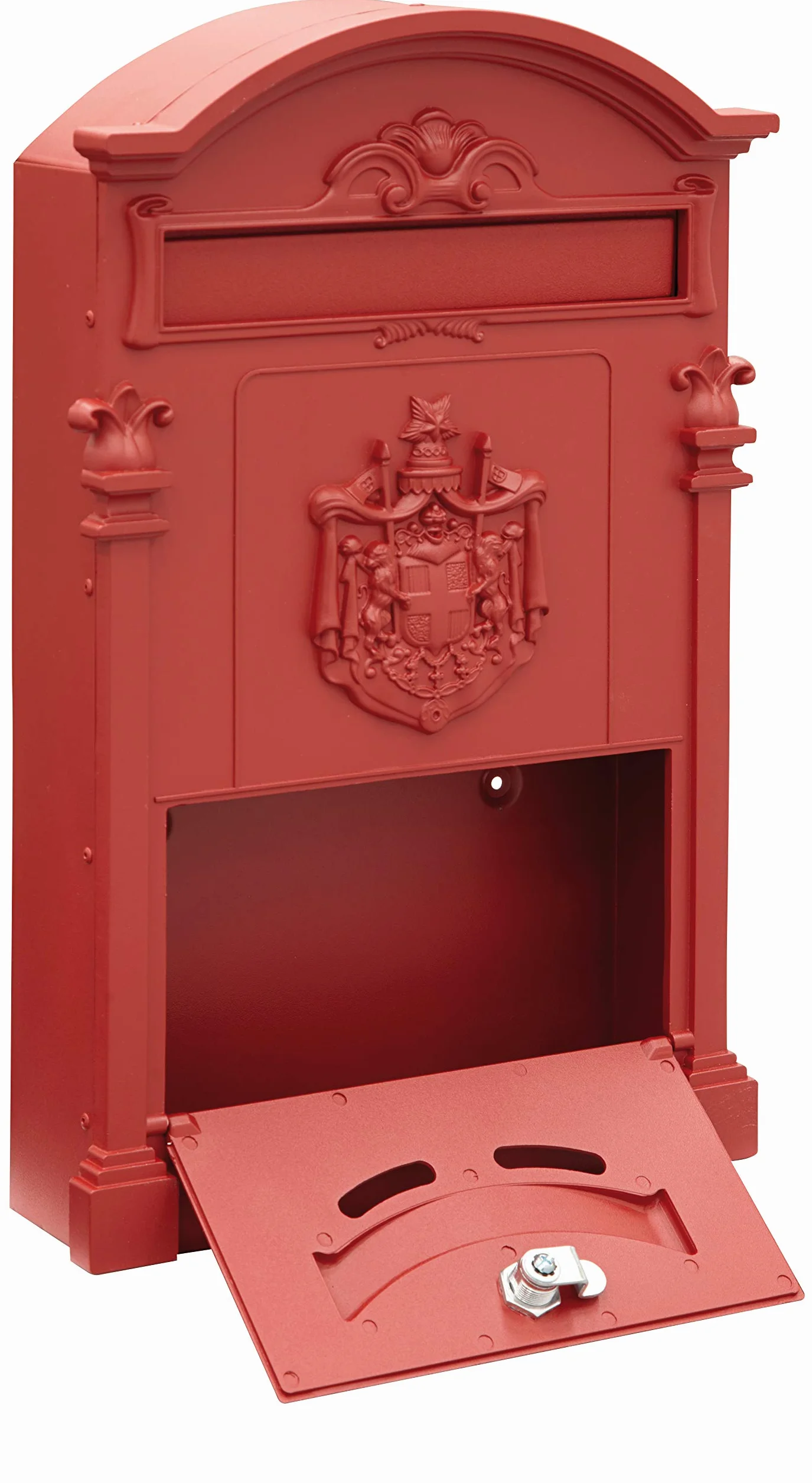Arregui Residencia Maxi D-2152/R indywidualna skrzynka na listy z Aliminium w klasycznym stylu, rozmiar L (czasopisma i koperty C4), czerwona, 47 x 29 x 9,5 cm